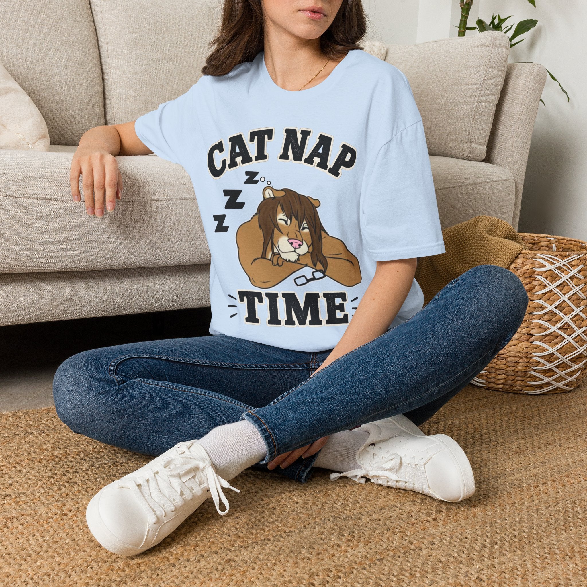 Sleeping Lion Cat Nap T-Shirt | Cute Furry Cat Graphic Tee