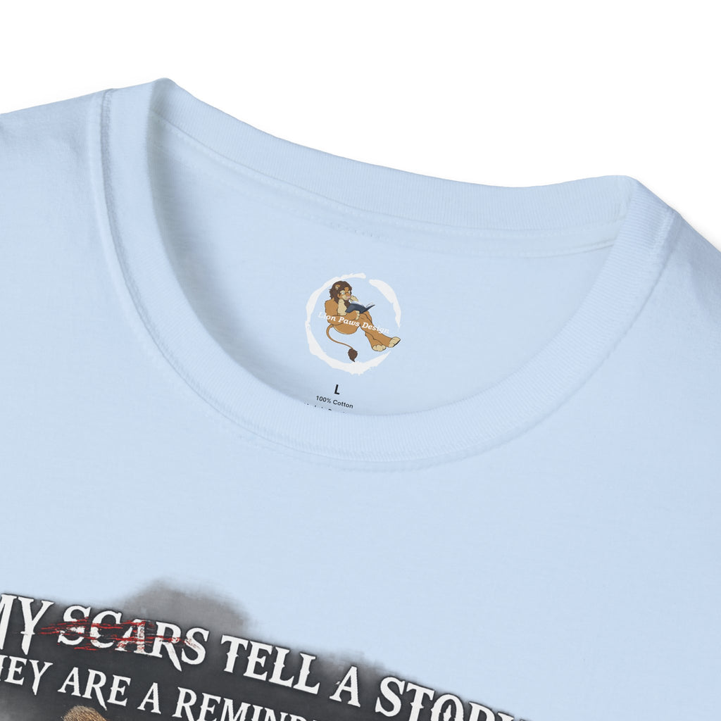 Lion Graphic T‑Shirt — "My Scars Tell A Story" Inspirational Tee