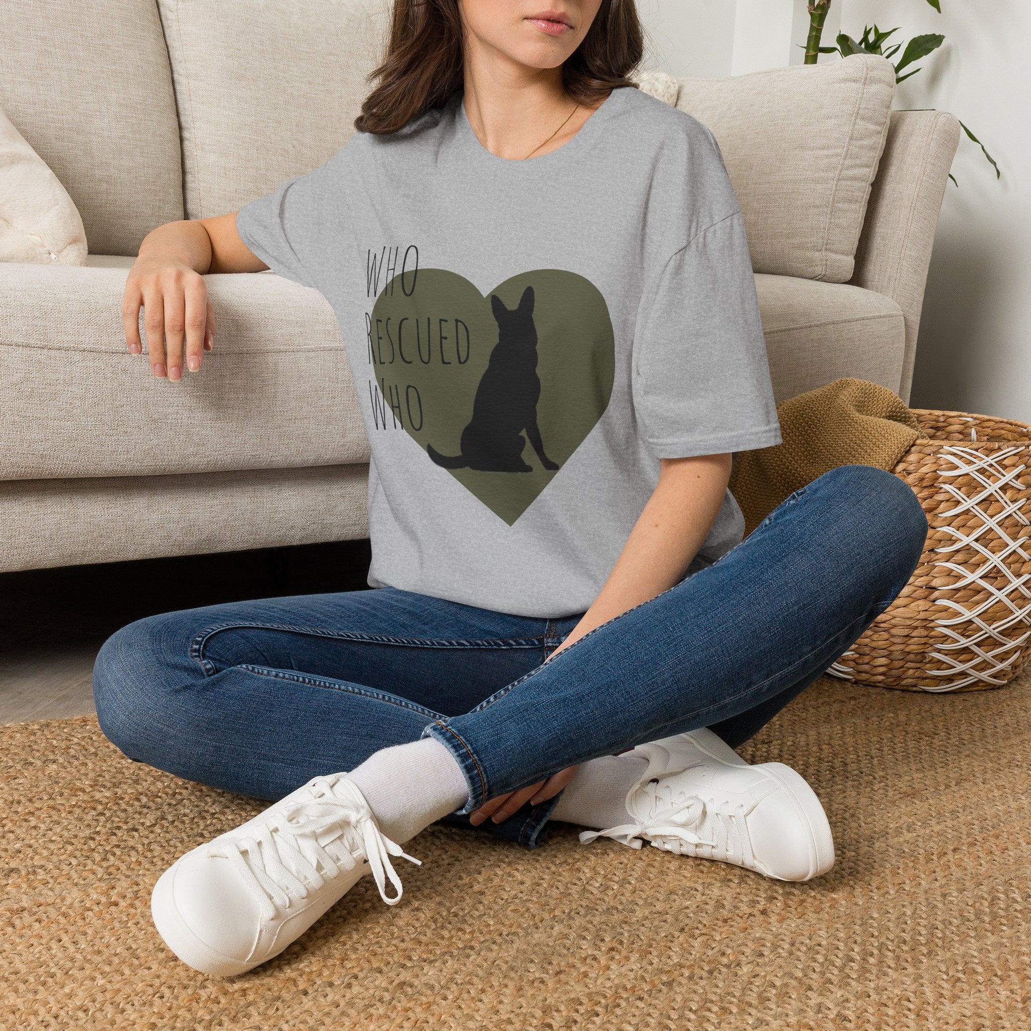 Rescue Dog Heart T-Shirt — "Who Rescued Who" Adoption Tee