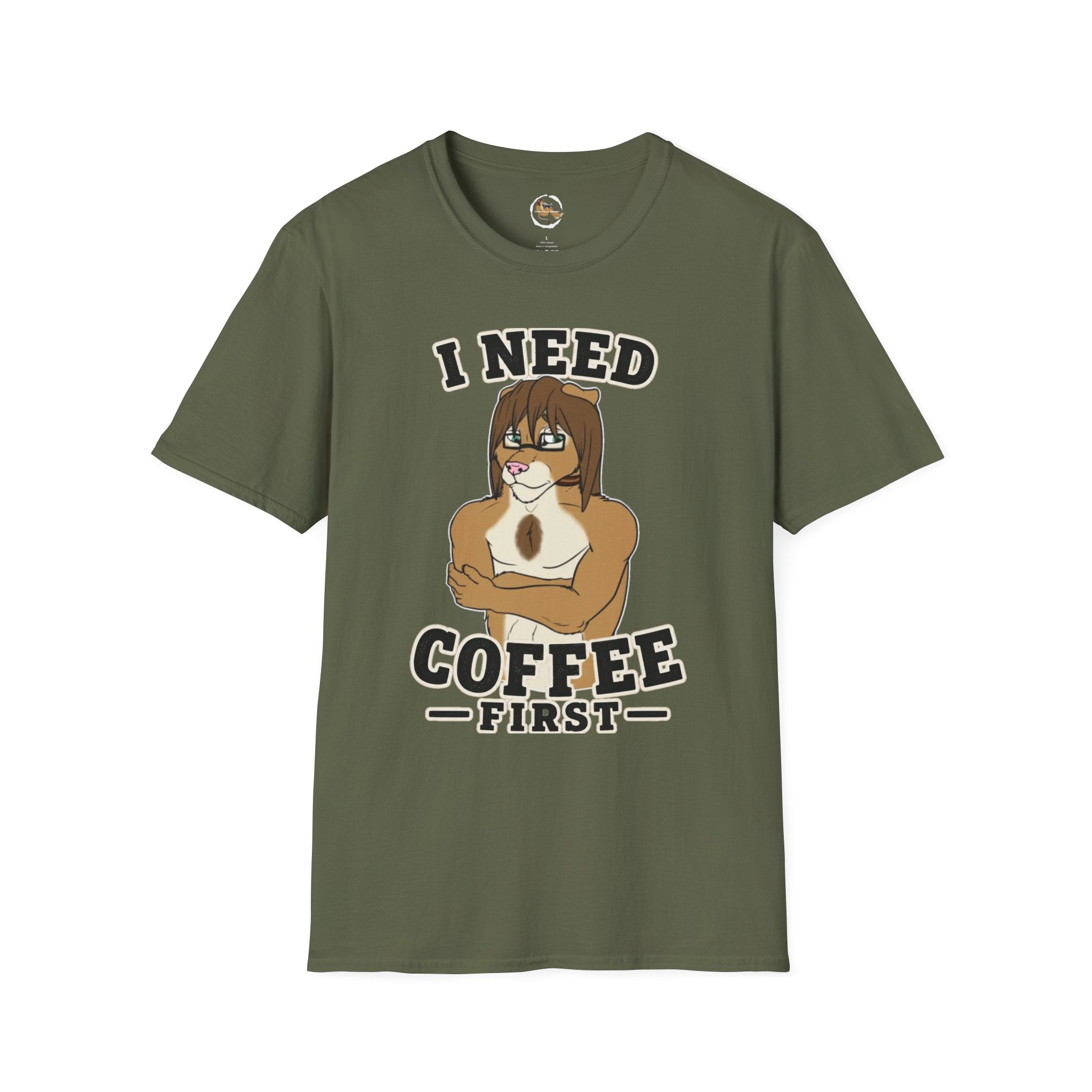 I Need Coffee First Lion Coffee Lover T-Shirt | Funny Furry Graphic