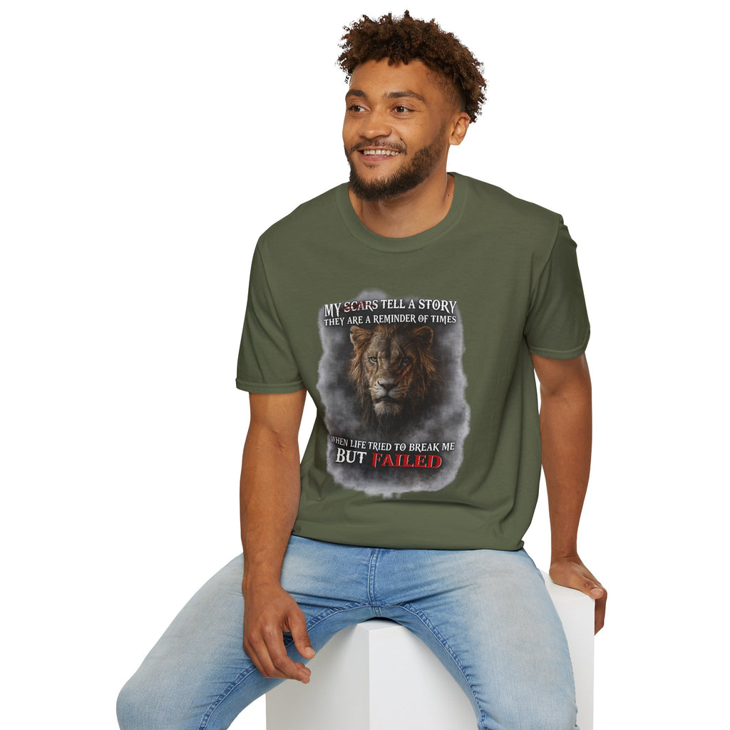 Lion Graphic T‑Shirt — "My Scars Tell A Story" Inspirational Tee