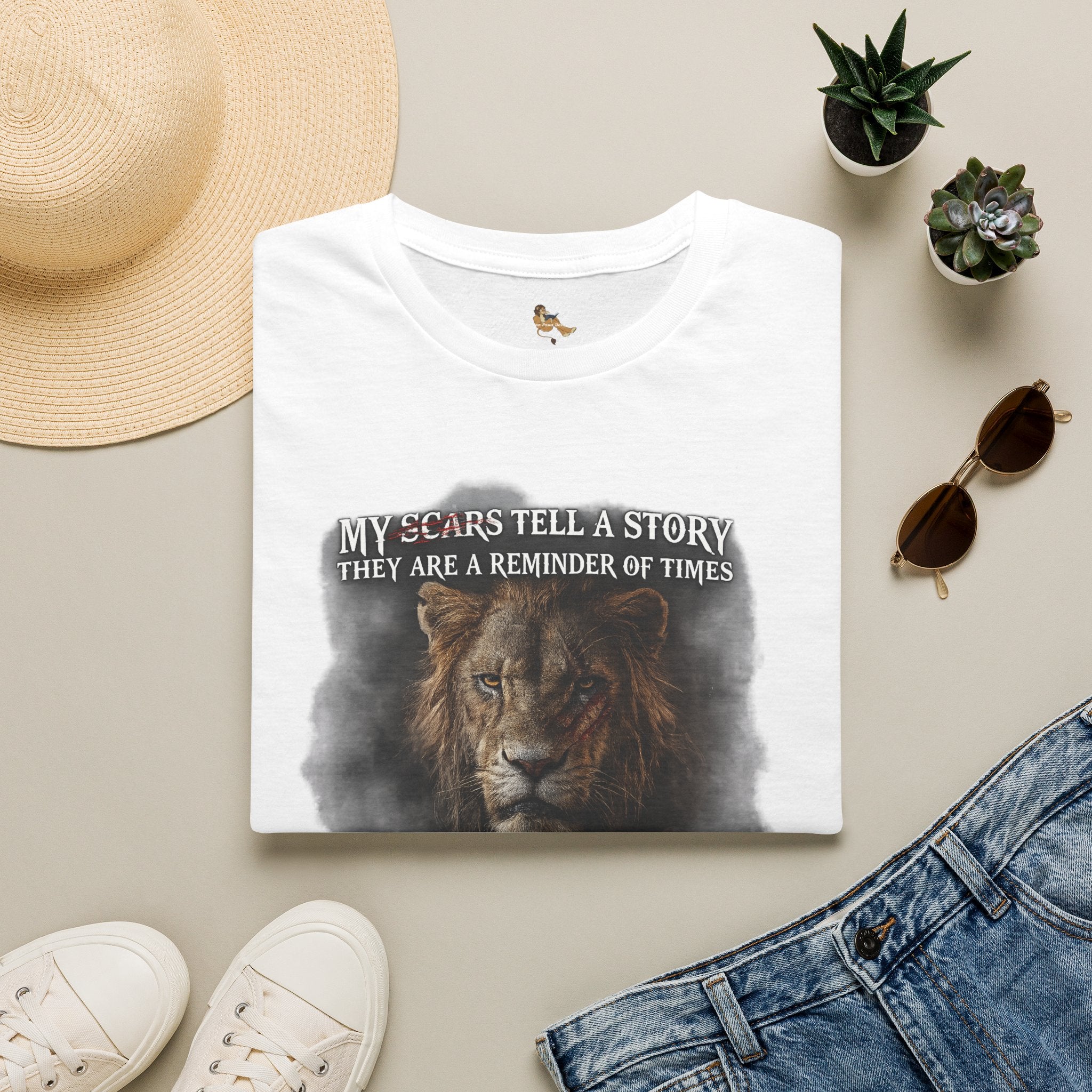 Lion Graphic T‑Shirt — "My Scars Tell A Story" Inspirational Tee