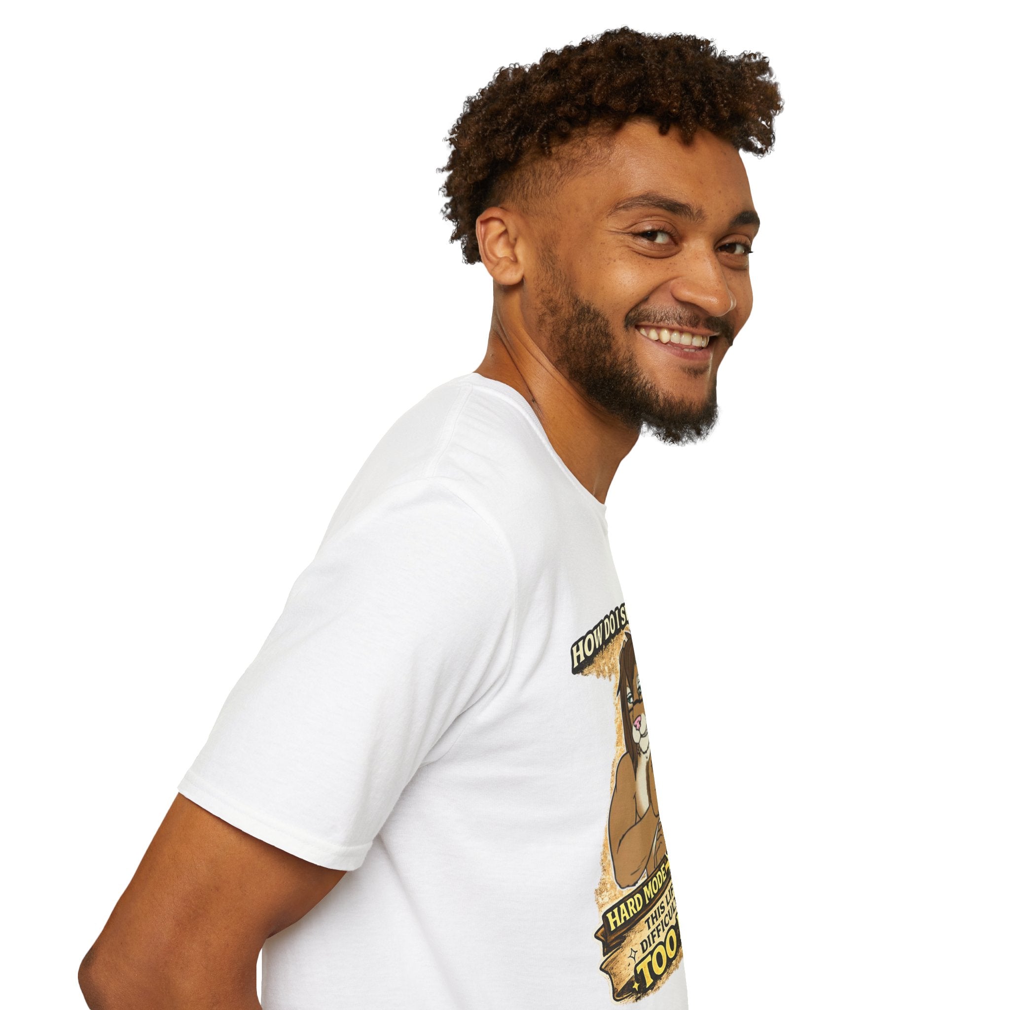 Gamer Lion T-Shirt — "How Do I Switch From Hard Mode" Funny Gaming Tee