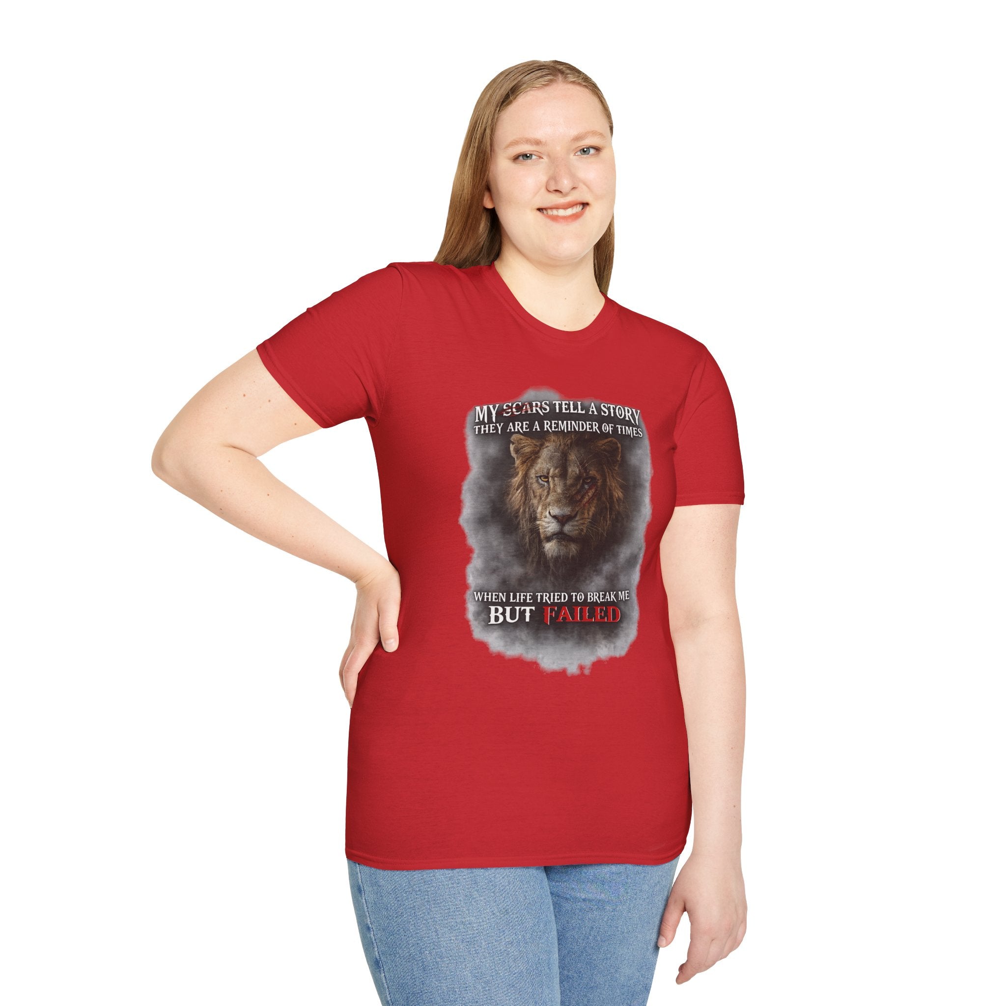 Lion Graphic T‑Shirt — "My Scars Tell A Story" Inspirational Tee