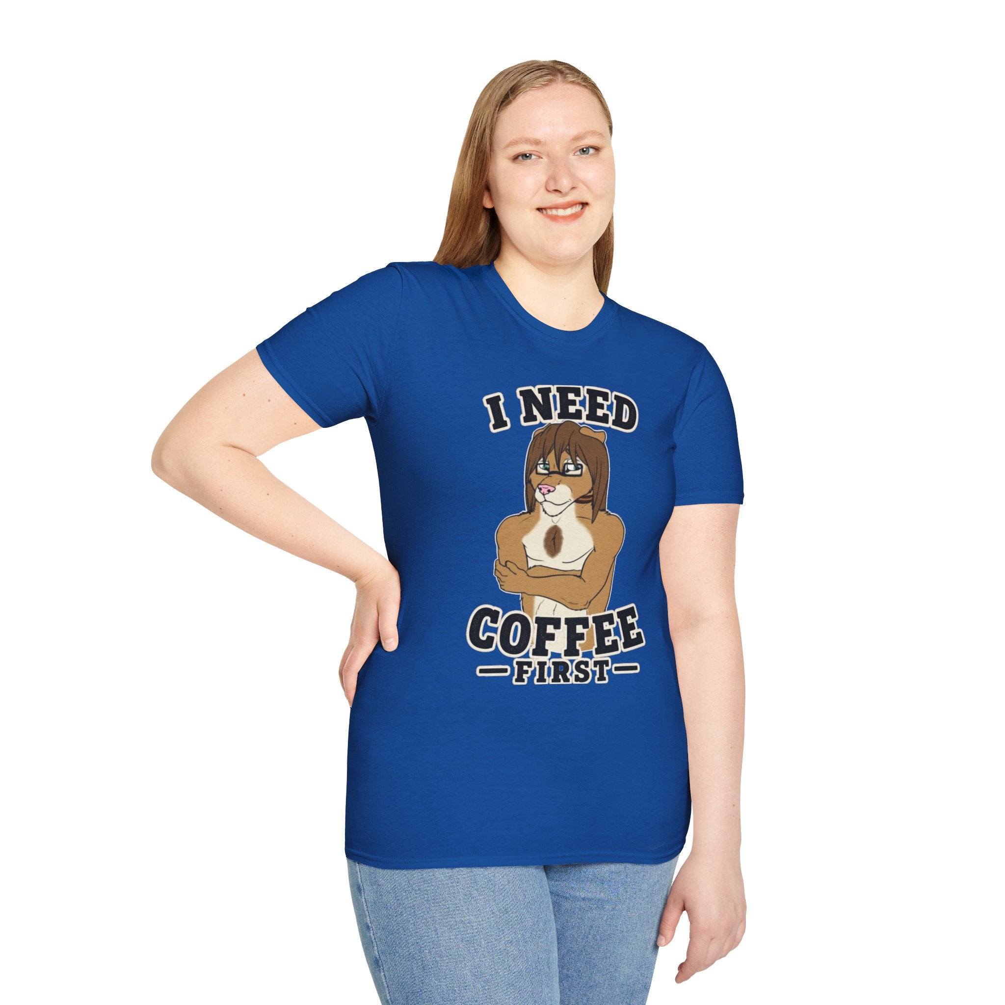 I Need Coffee First Lion Coffee Lover T-Shirt | Funny Furry Graphic