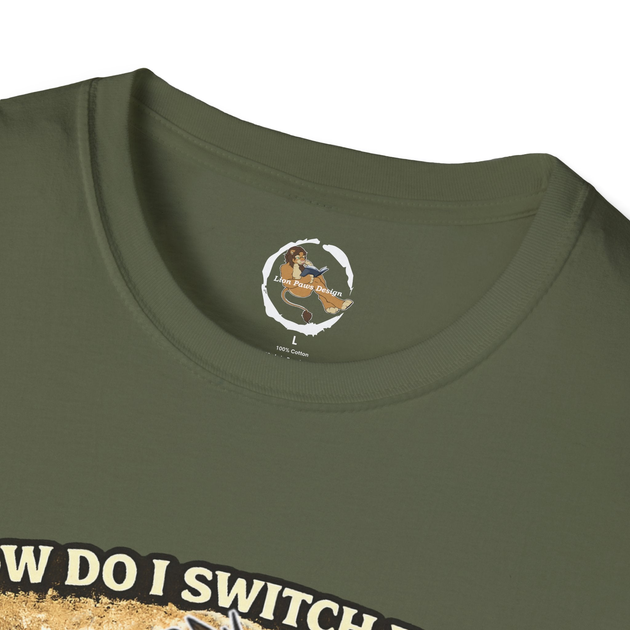 Gamer Lion T-Shirt — "How Do I Switch From Hard Mode" Funny Gaming Tee