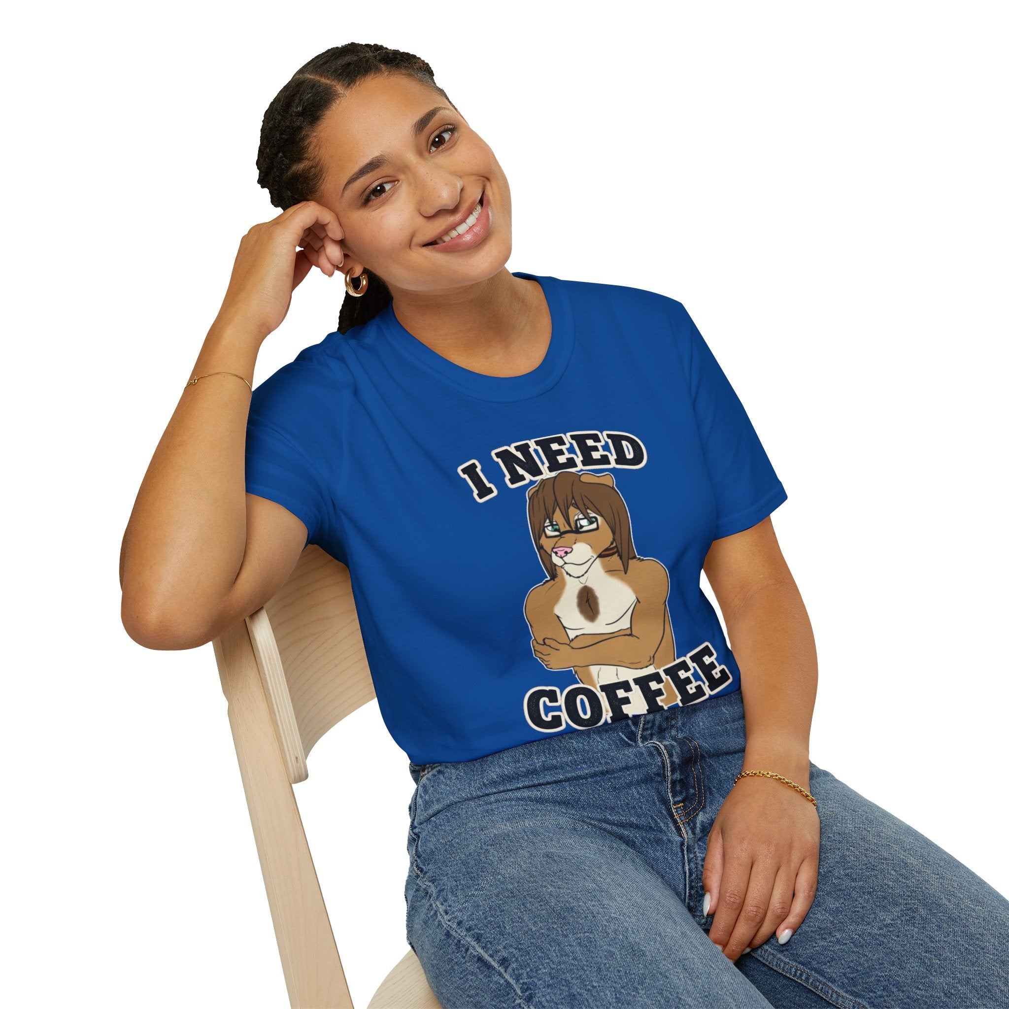 I Need Coffee First Lion Coffee Lover T-Shirt | Funny Furry Graphic