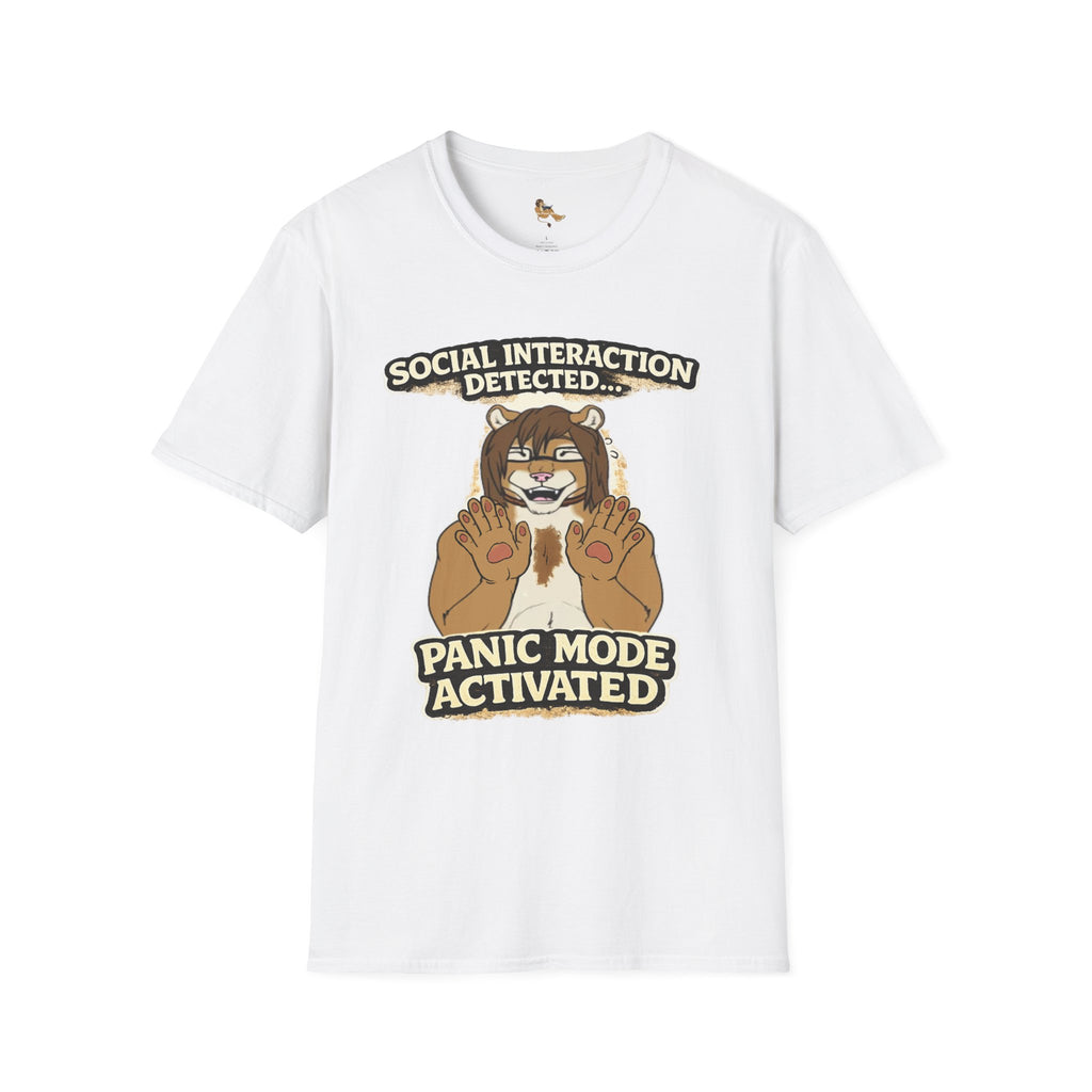 Panic Mode Activated T‑Shirt — "Social Interaction Detected" Funny Furry Graphic Tee