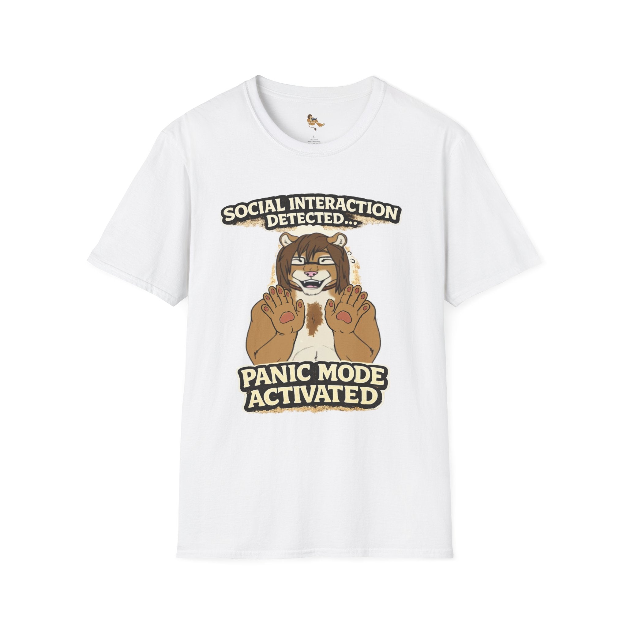 Panic Mode Activated T‑Shirt — "Social Interaction Detected" Funny Furry Graphic Tee