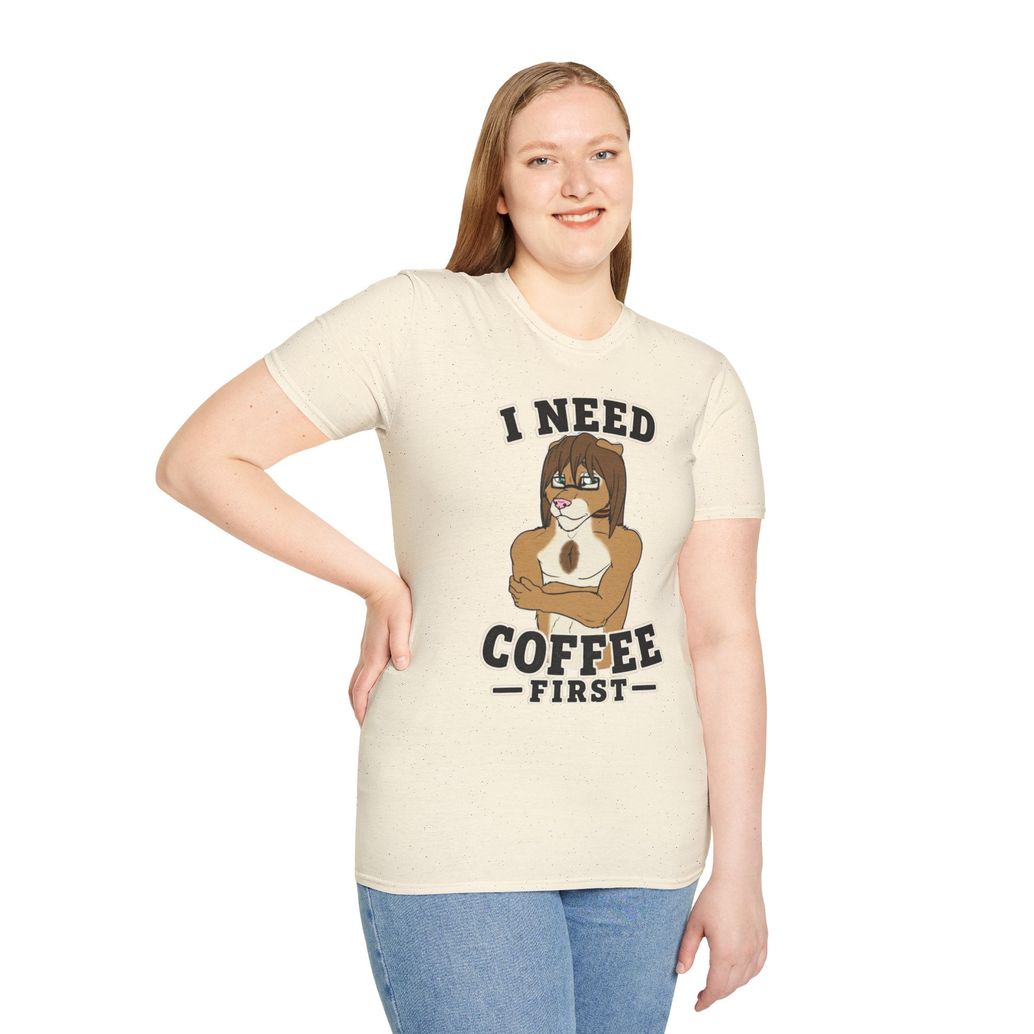 I Need Coffee First Lion Coffee Lover T-Shirt | Funny Furry Graphic