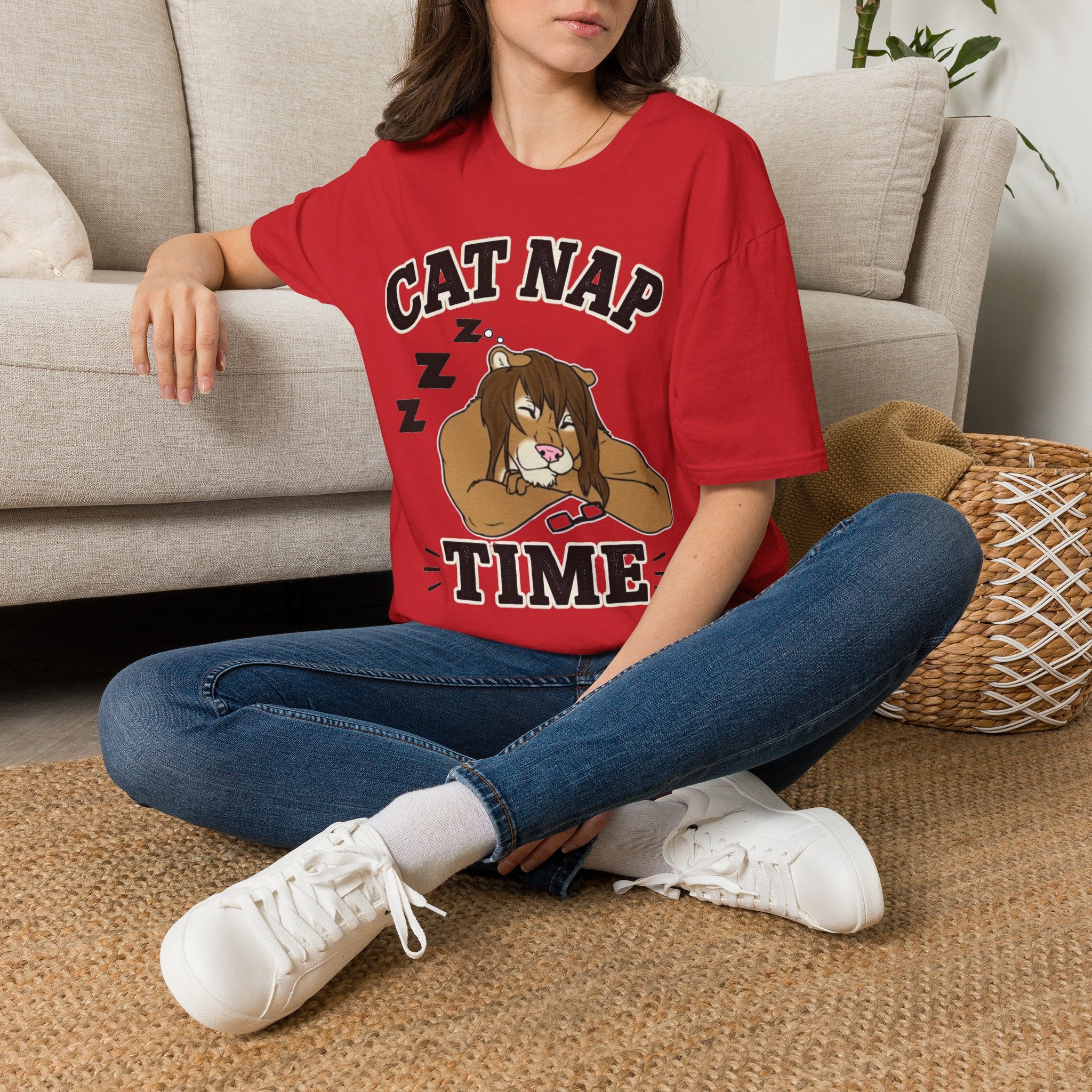 Sleeping Lion Cat Nap T-Shirt | Cute Furry Cat Graphic Tee