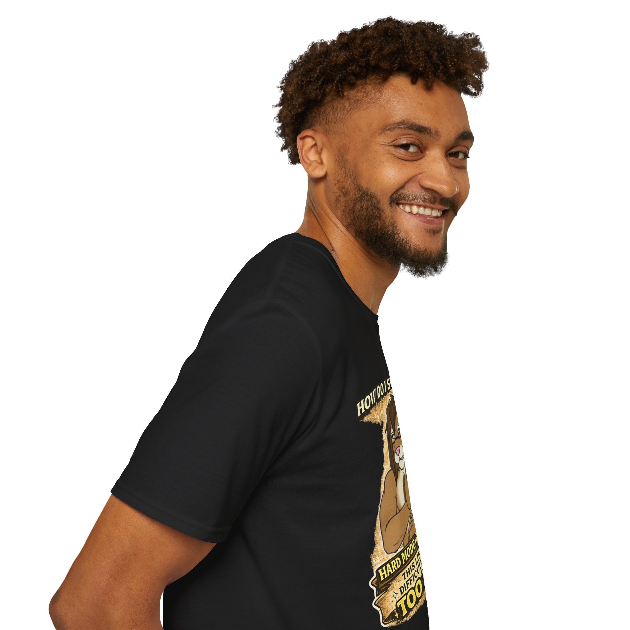 Gamer Lion T-Shirt — "How Do I Switch From Hard Mode" Funny Gaming Tee