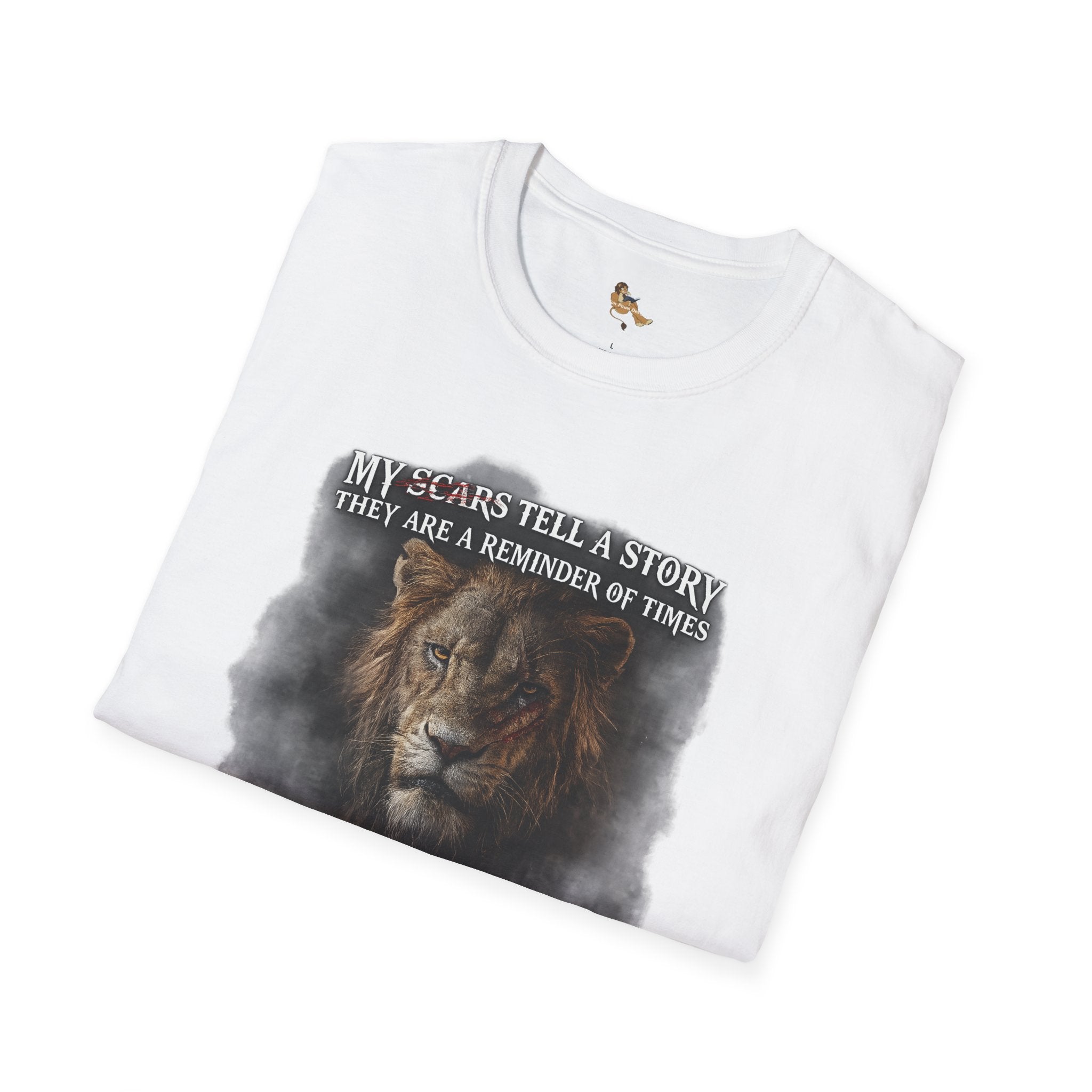Lion Graphic T‑Shirt — "My Scars Tell A Story" Inspirational Tee