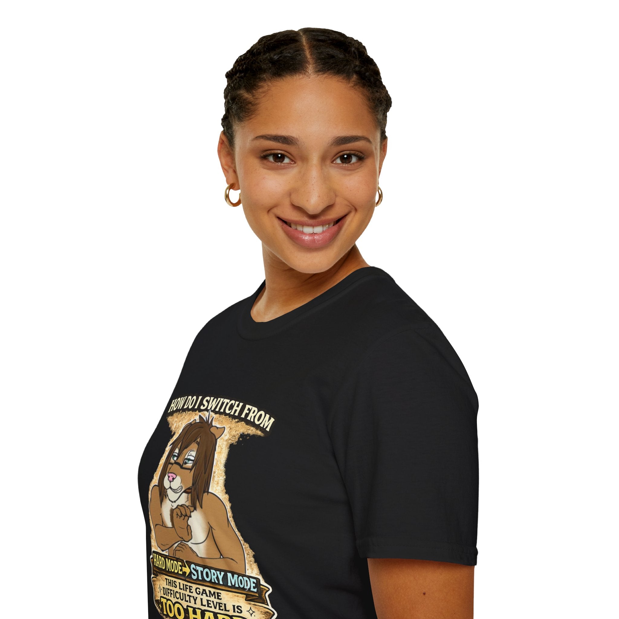 Gamer Lion T-Shirt — "How Do I Switch From Hard Mode" Funny Gaming Tee