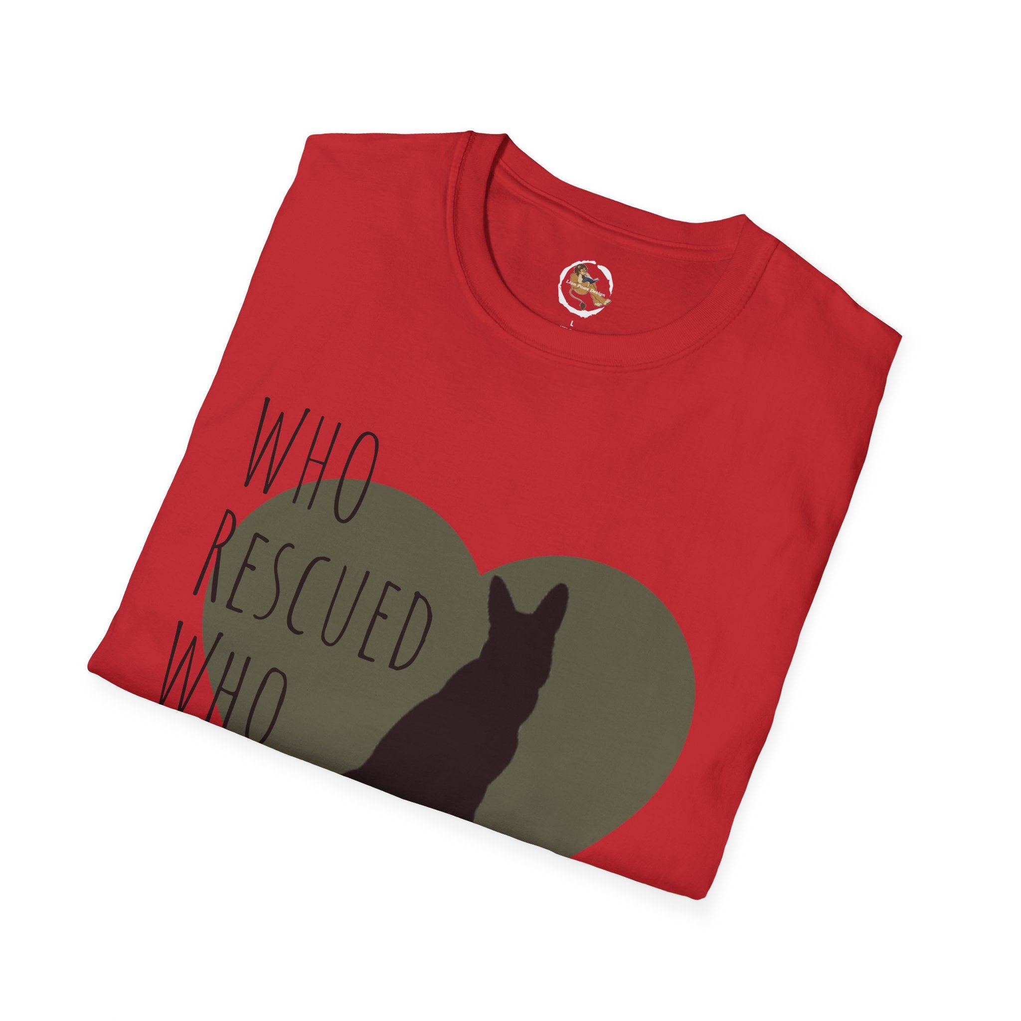 Rescue Dog Heart T-Shirt — "Who Rescued Who" Adoption Tee