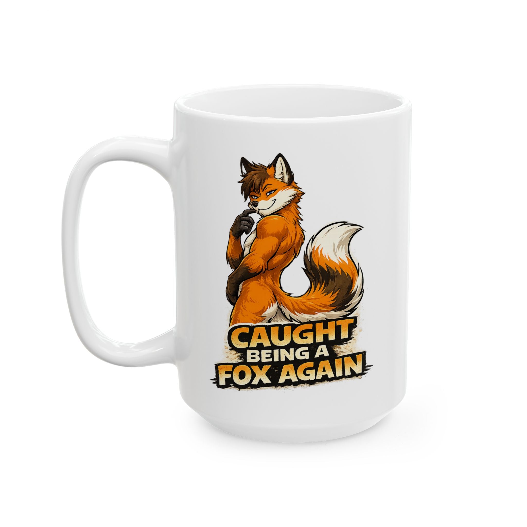 Cute Red Fox Illustration Mug | Cheerful Fox Coffee Cup