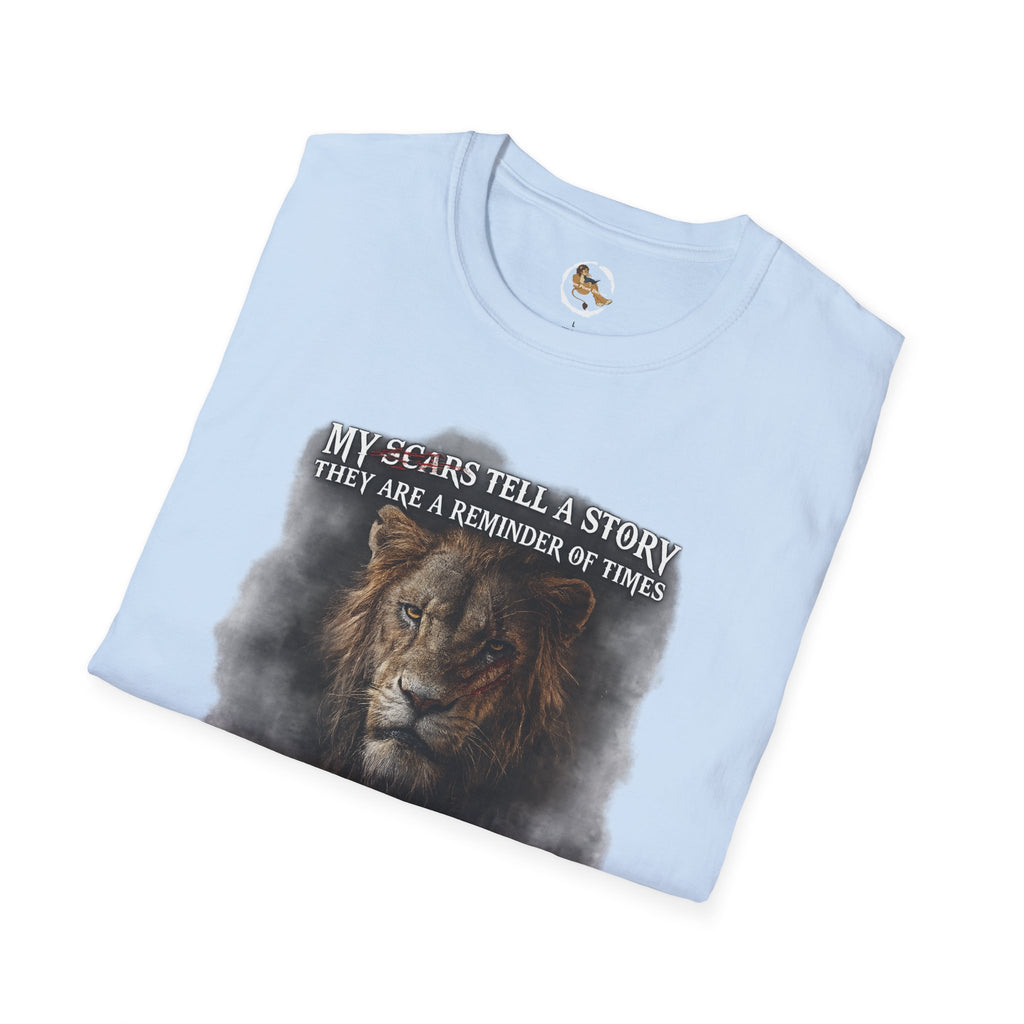 Lion Graphic T‑Shirt — "My Scars Tell A Story" Inspirational Tee