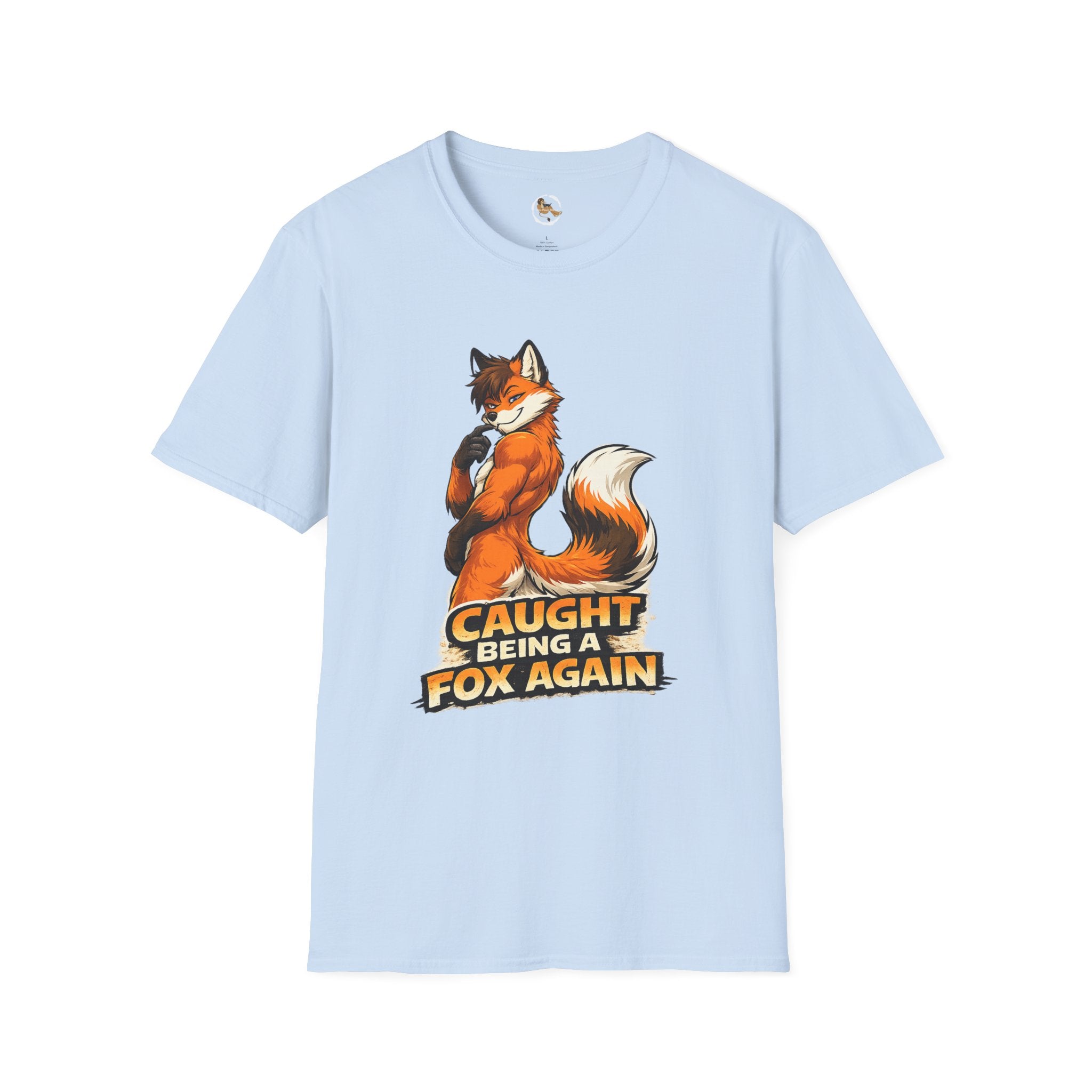 Caught Being a Fox Again T-Shirt | Cute Fox Illustration, Humorous Text