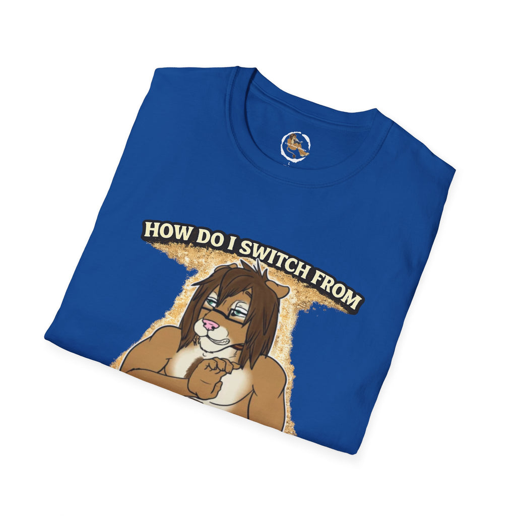 Gamer Lion T-Shirt — "How Do I Switch From Hard Mode" Funny Gaming Tee