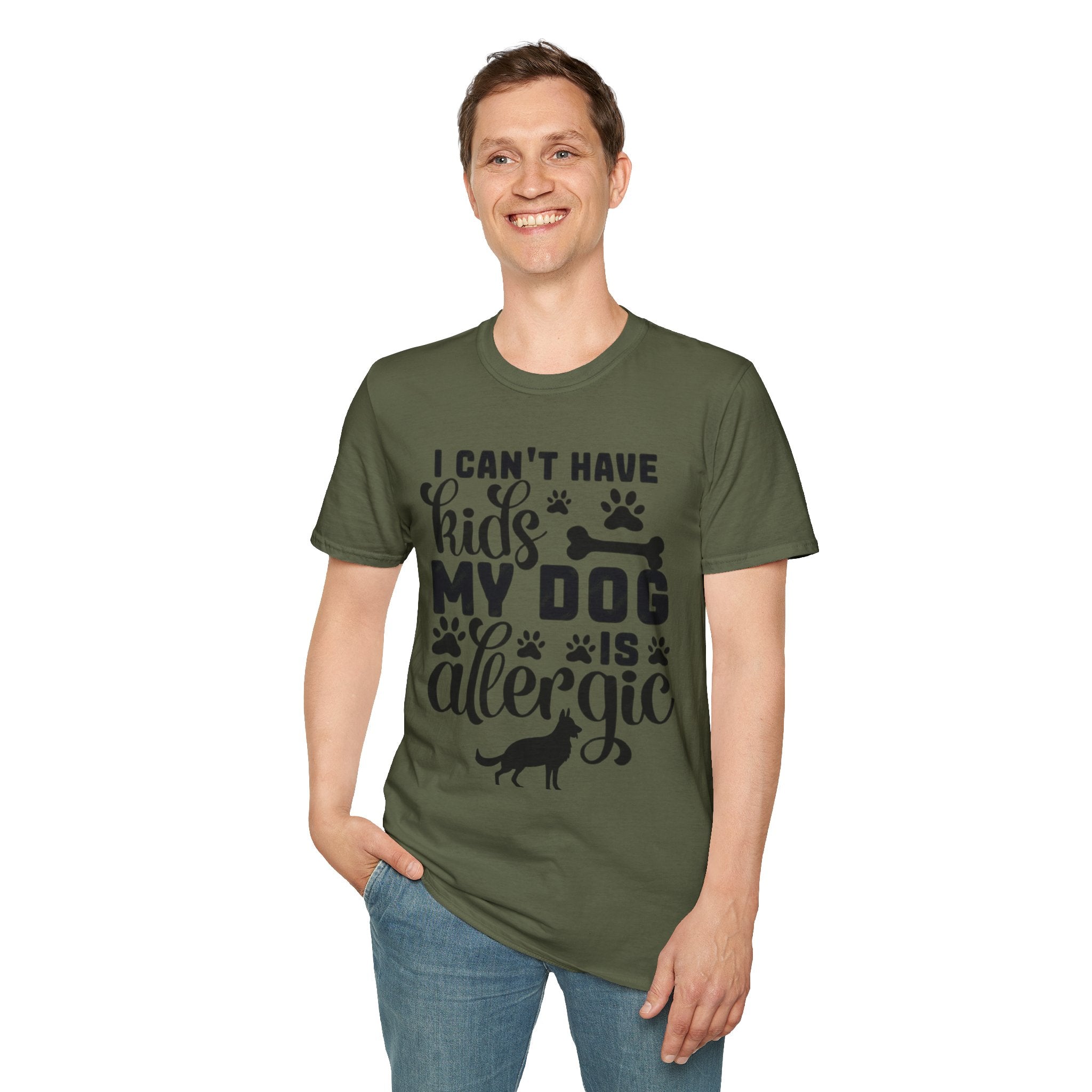 Dog Lover T-Shirt — "I Can't Have Kids My Dog Is Allergic" Funny Pet Parent Tee