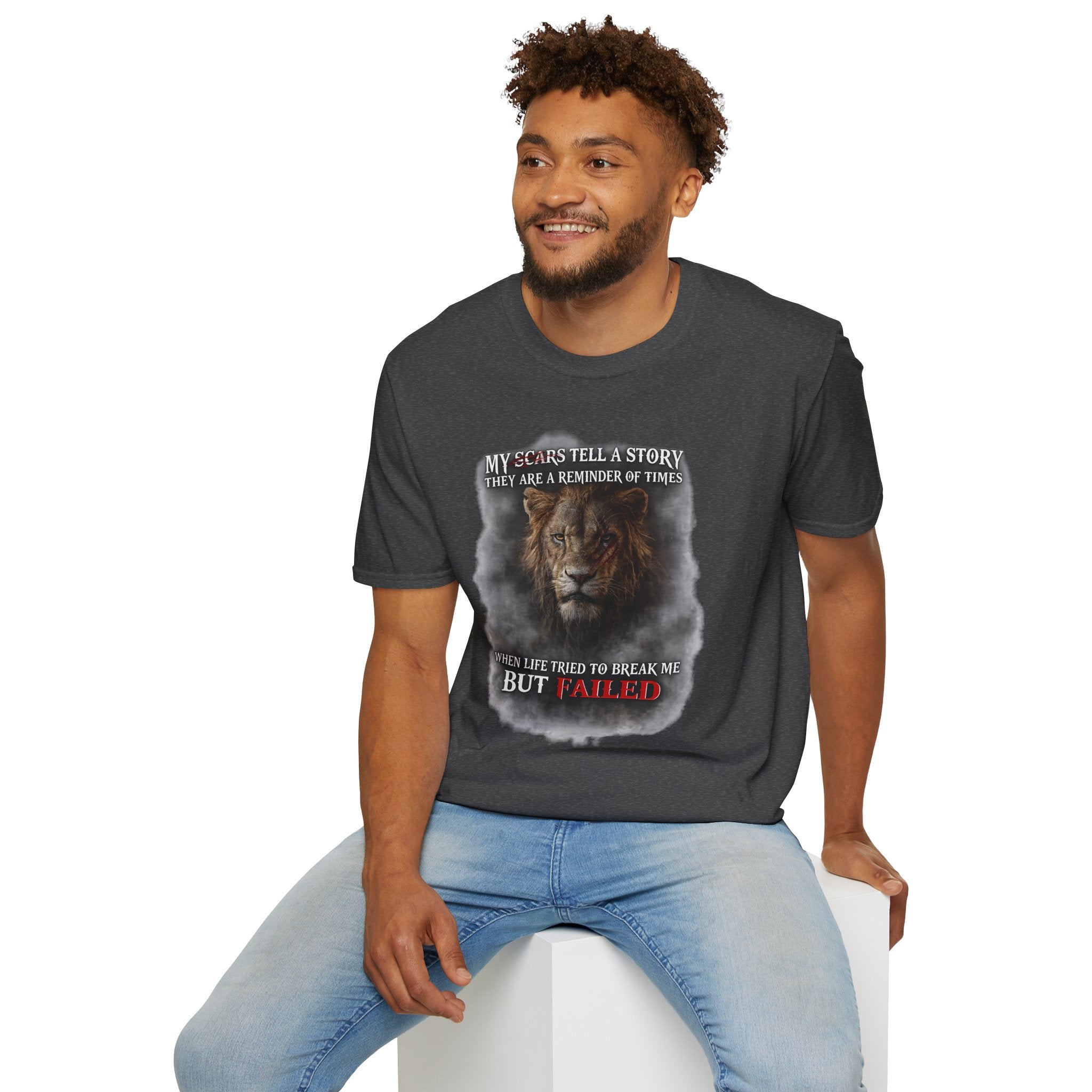 Lion Graphic T‑Shirt — "My Scars Tell A Story" Inspirational Tee