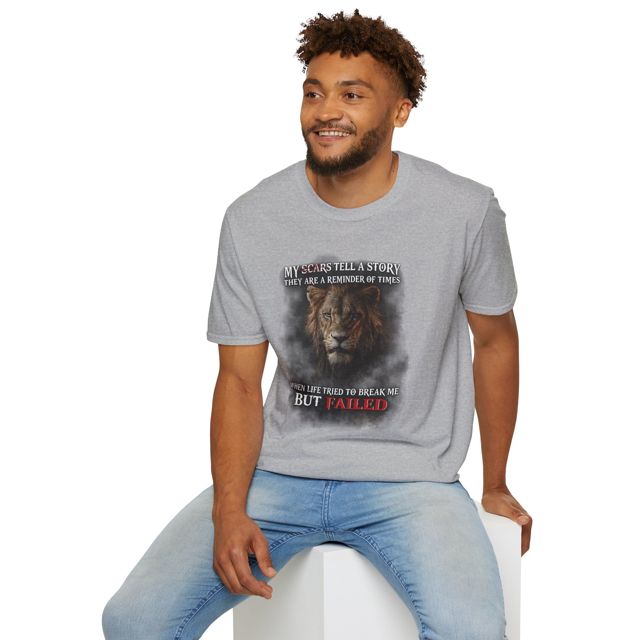 Lion Graphic T‑Shirt — "My Scars Tell A Story" Inspirational Tee