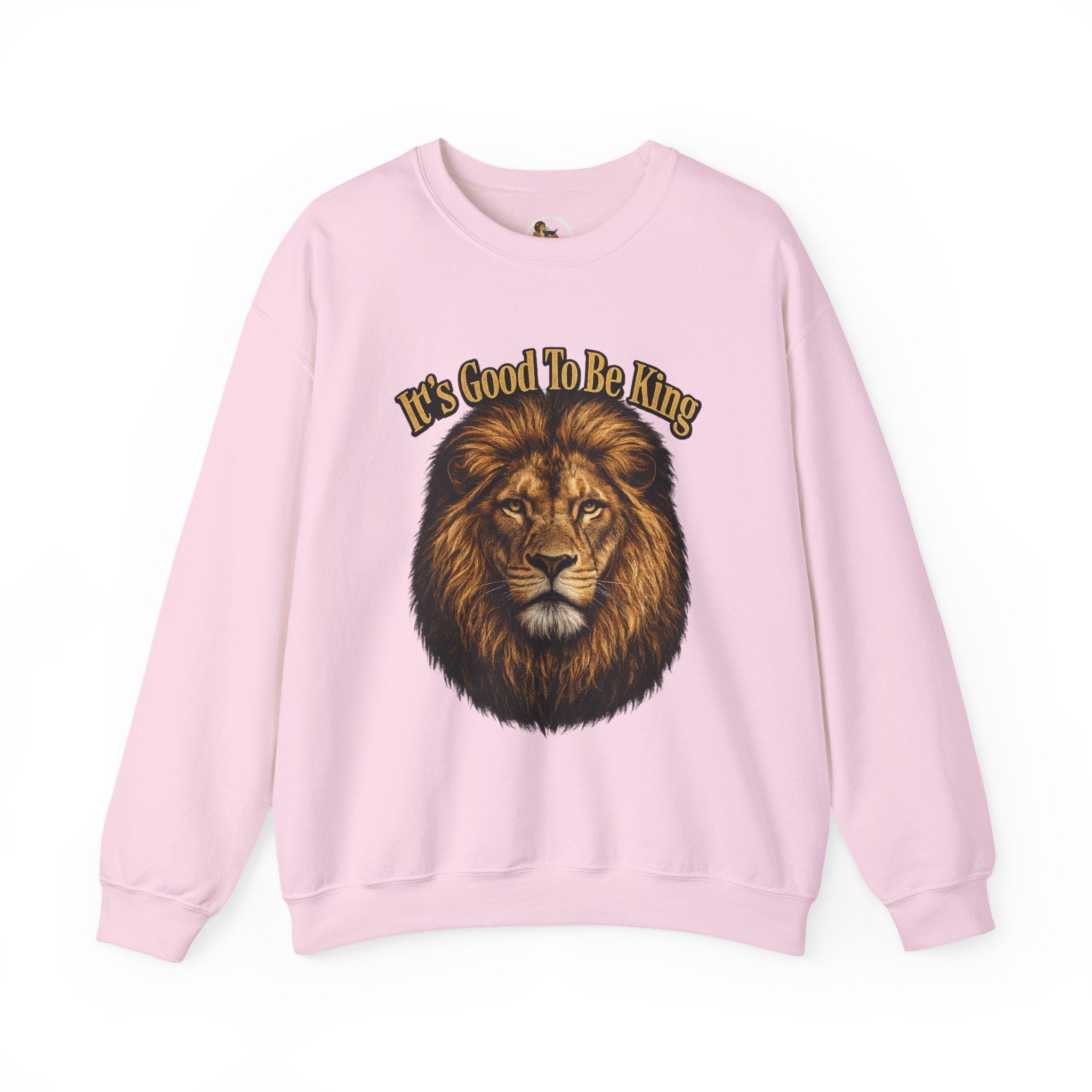 Lion Face Sweatshirt "It's Good to Be King" – Bold Graphic Crewneck