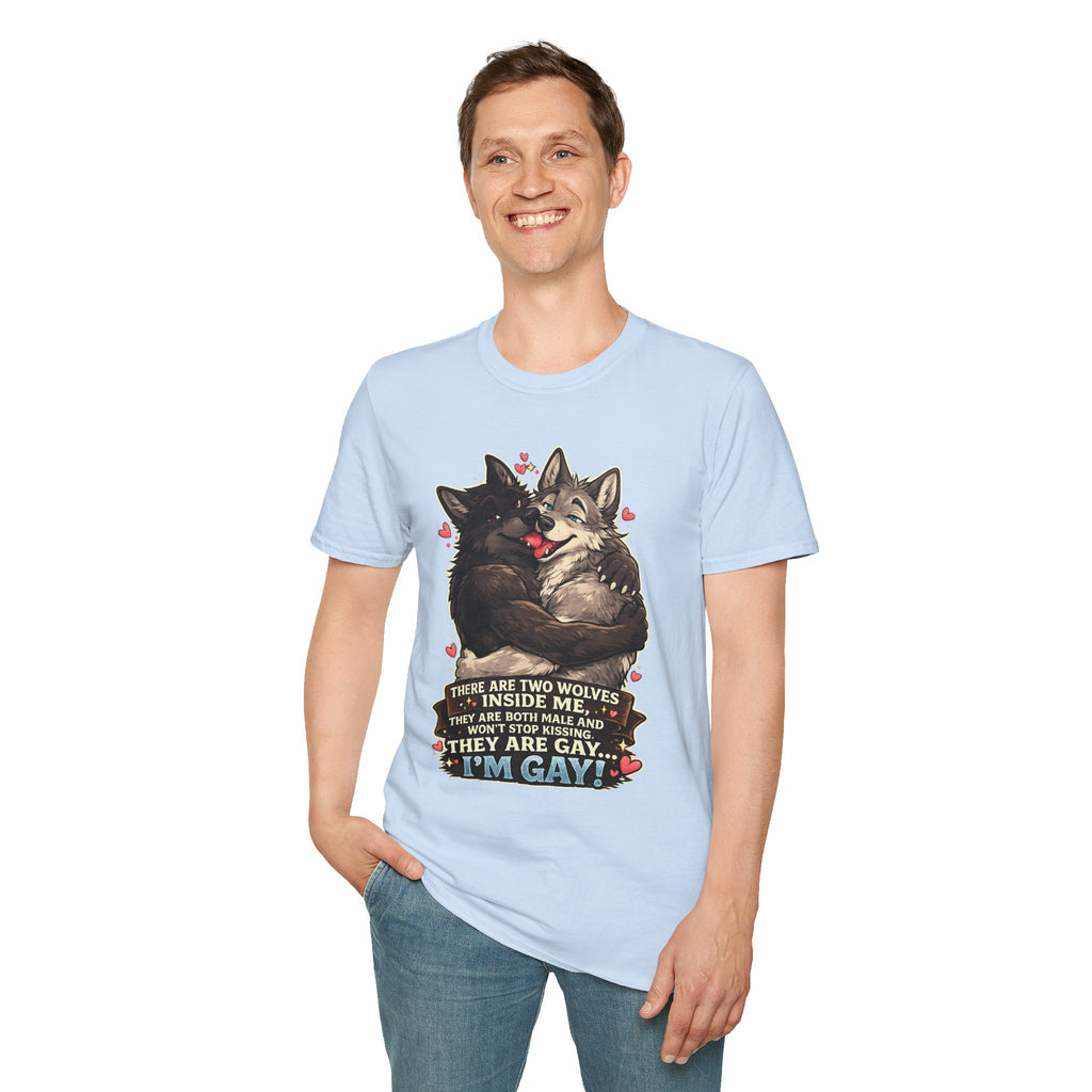 Gay Wolves Graphic T-Shirt - 'There Are Two Wolves' Cute LGBT Pride Tee