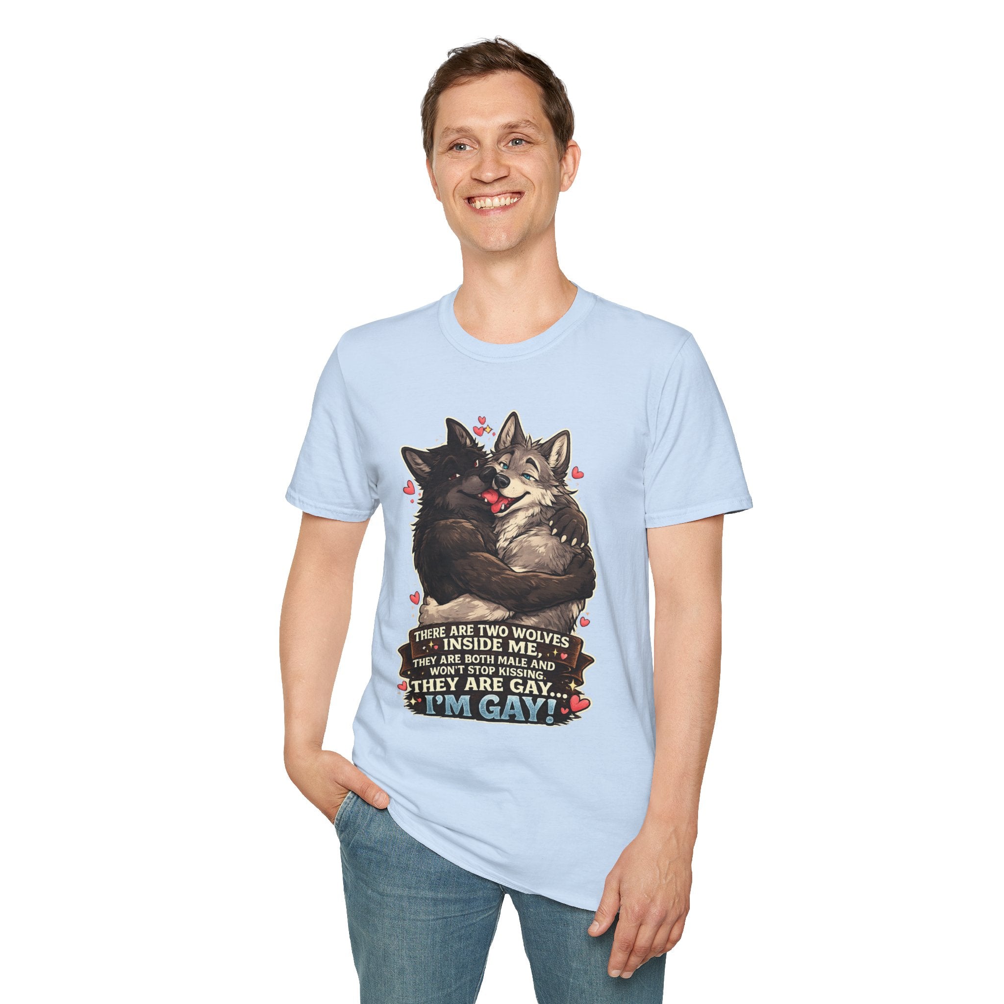 Gay Wolves Graphic T-Shirt - 'There Are Two Wolves' Cute LGBT Pride Tee