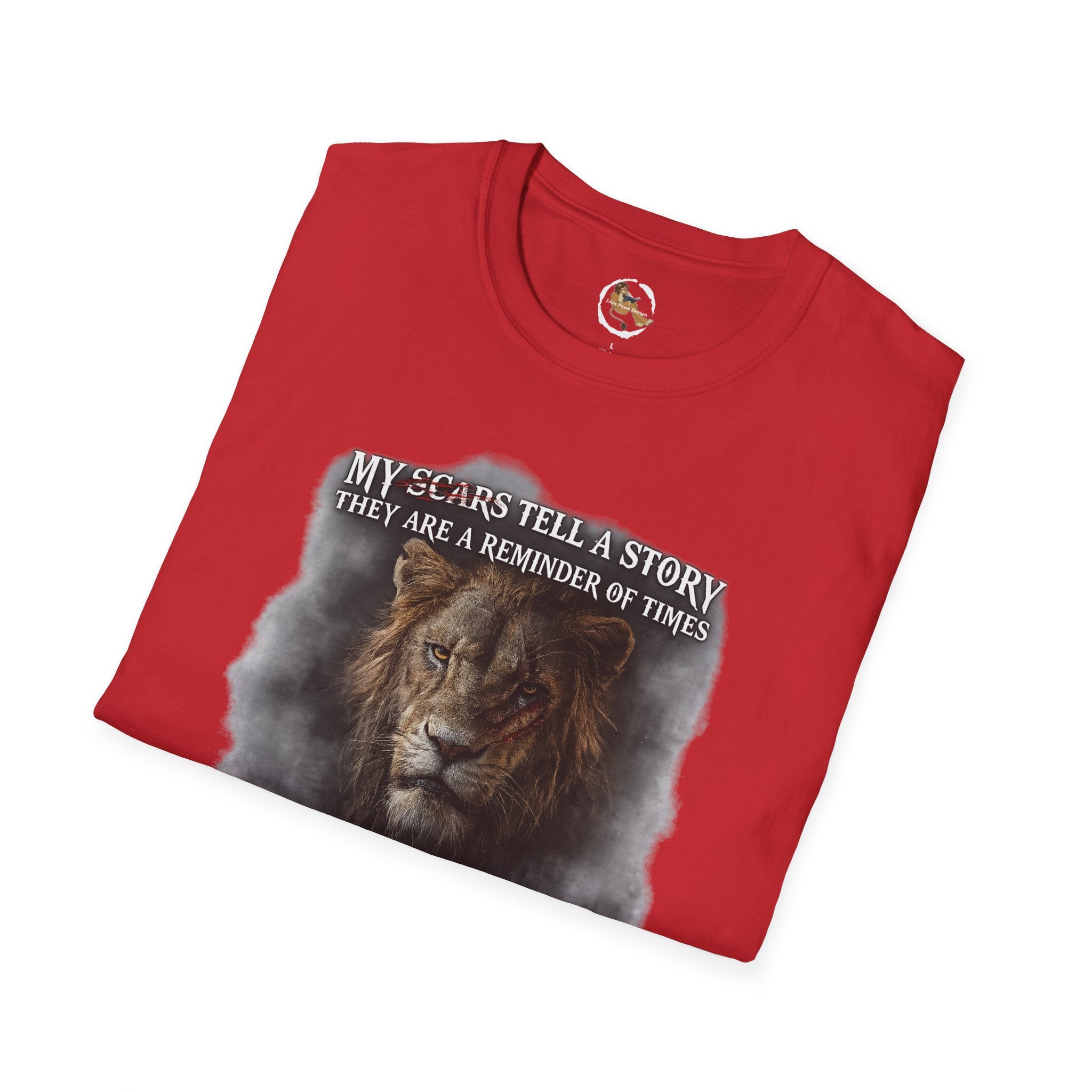 Lion Graphic T‑Shirt — "My Scars Tell A Story" Inspirational Tee