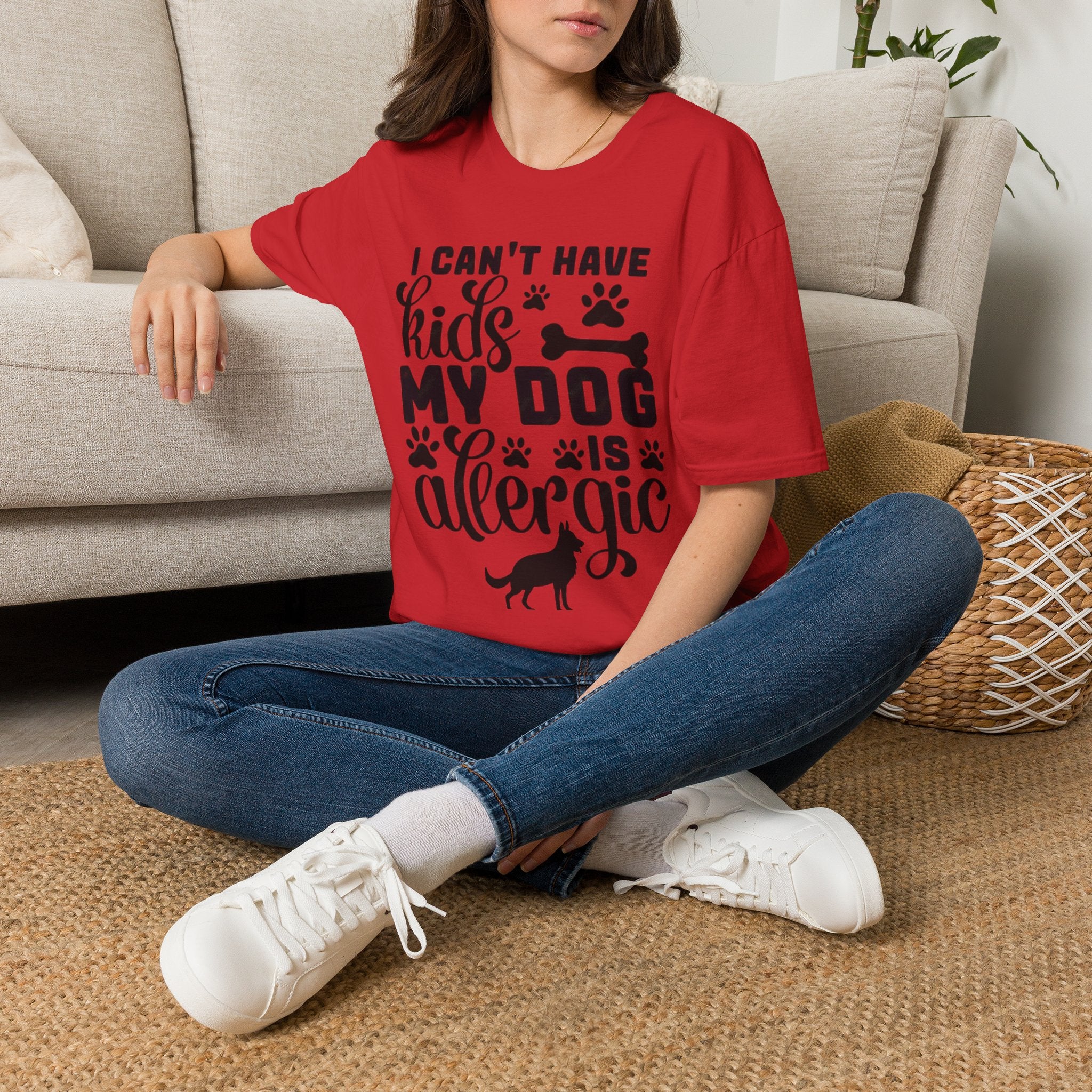 Dog Lover T-Shirt — "I Can't Have Kids My Dog Is Allergic" Funny Pet Parent Tee