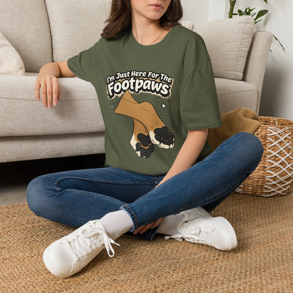 Im Just Here For The Footpaws T-Shirt | Lion Paw Illustration, Graphic Tee