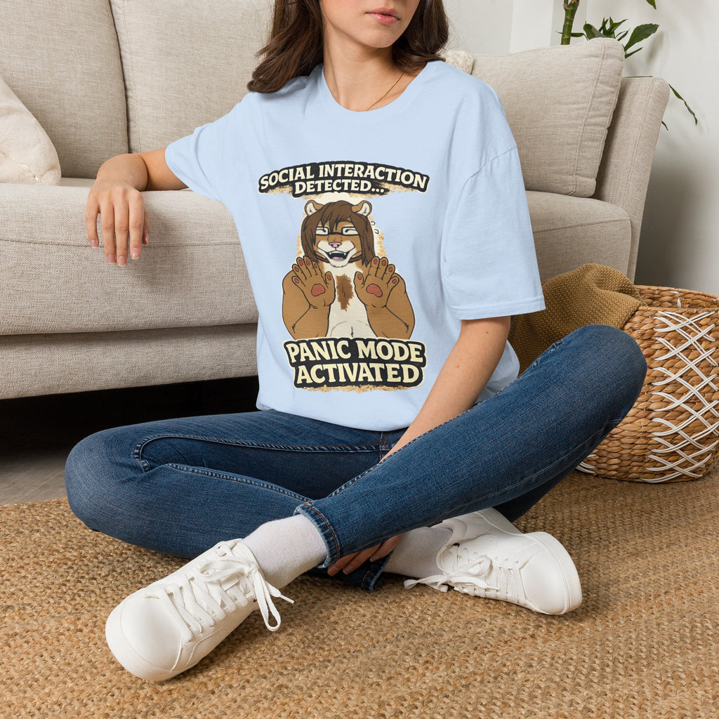 Panic Mode Activated T‑Shirt — "Social Interaction Detected" Funny Furry Graphic Tee