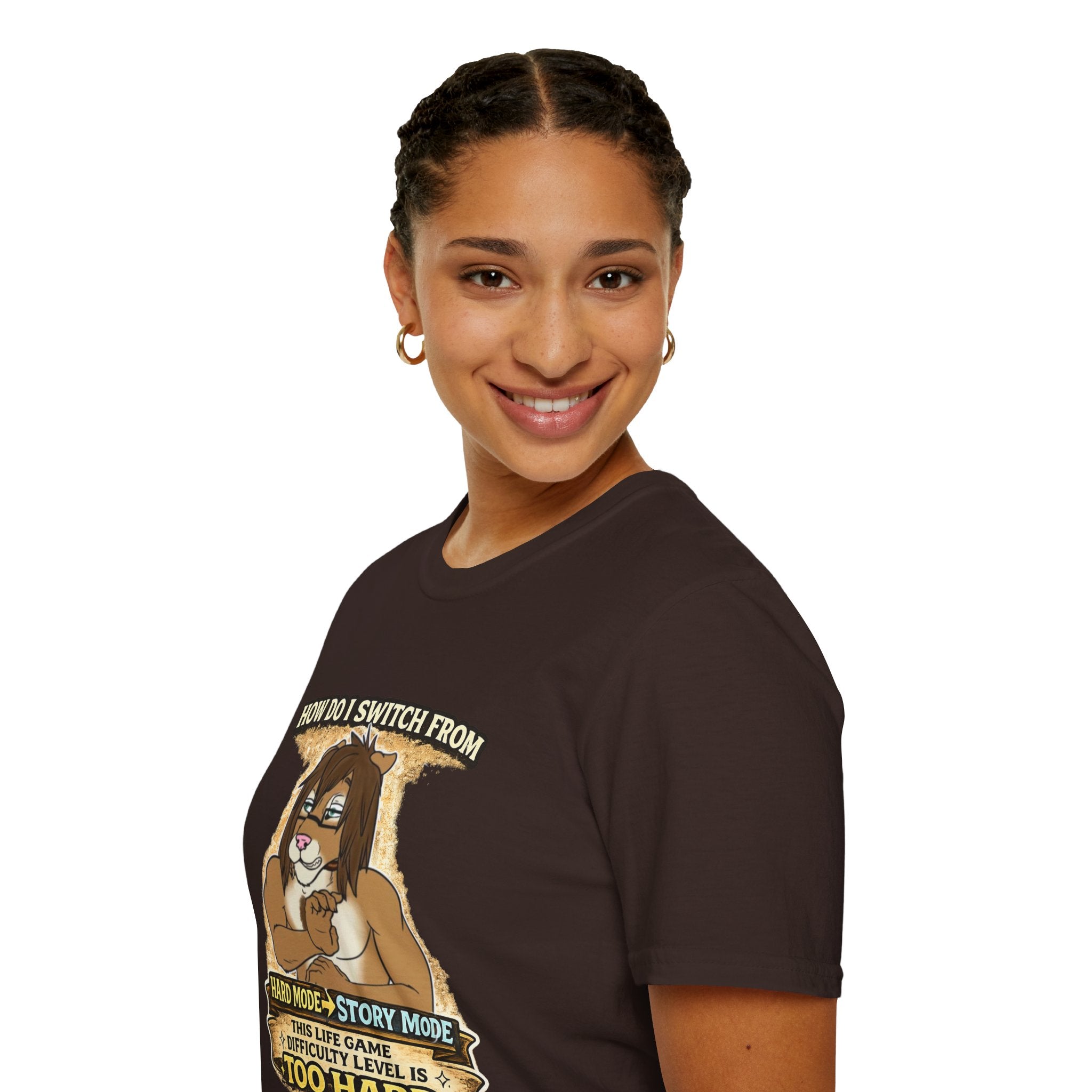 Gamer Lion T-Shirt — "How Do I Switch From Hard Mode" Funny Gaming Tee