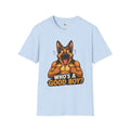 Whos a Good Boy? Furry German Shepherd T-Shirt | Surprised Pointing Dog Design
