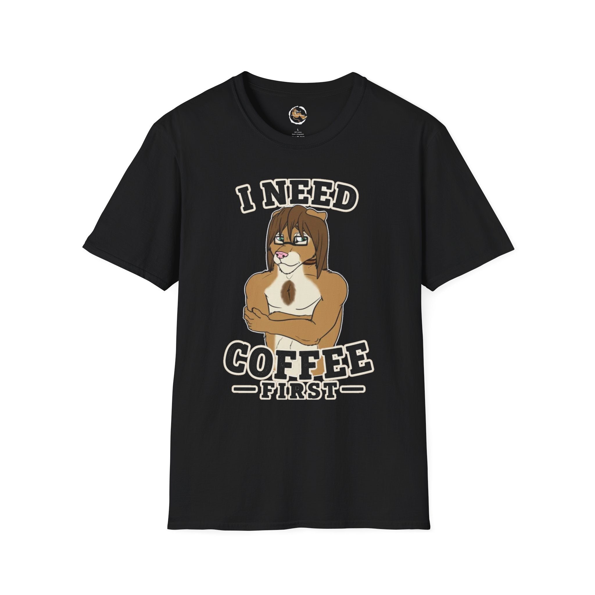 I Need Coffee First Lion Coffee Lover T-Shirt | Funny Furry Graphic