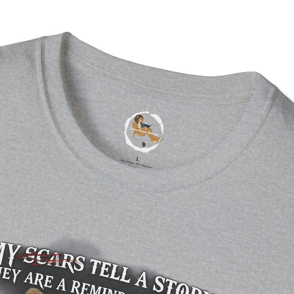 Lion Graphic T‑Shirt — "My Scars Tell A Story" Inspirational Tee