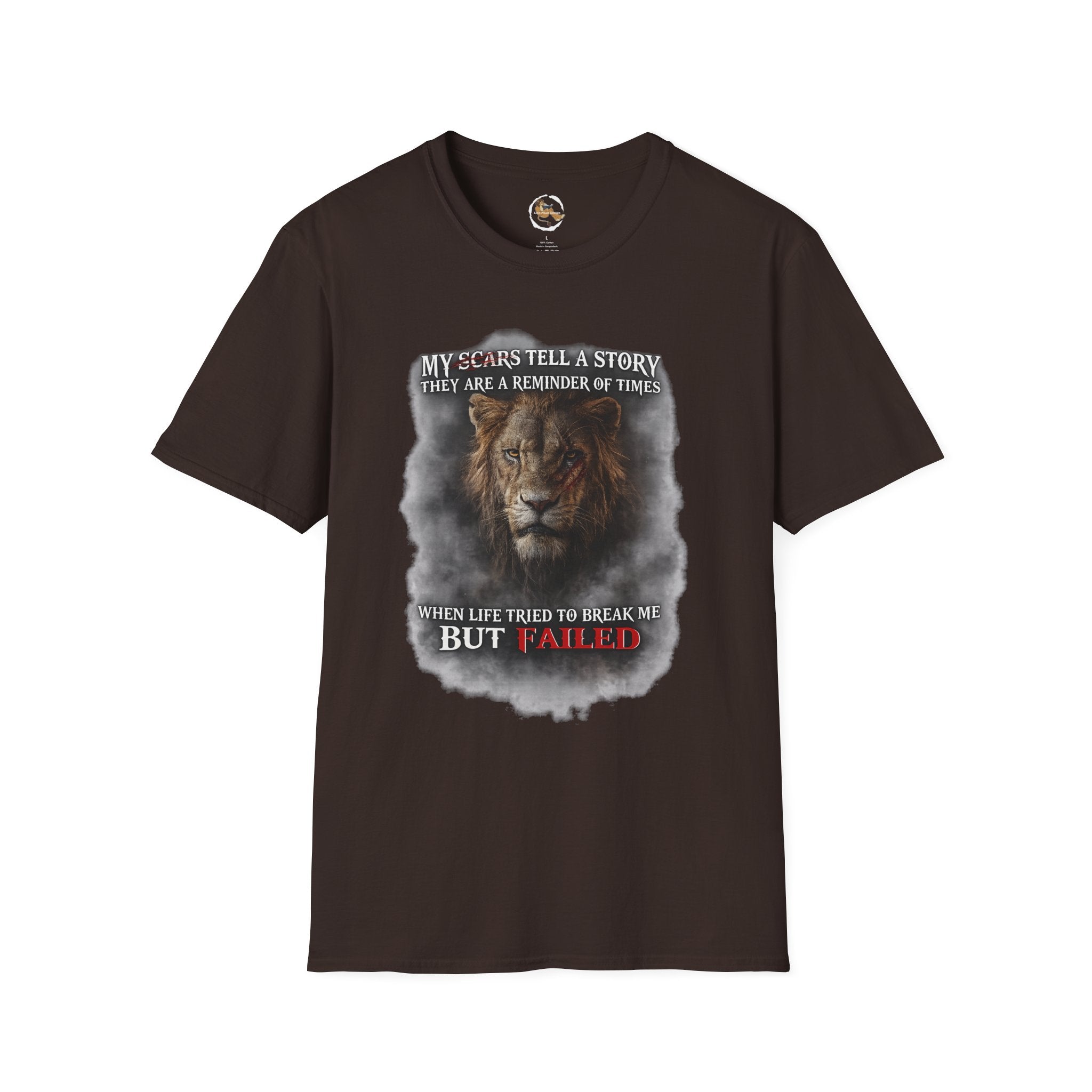 Lion Graphic T‑Shirt — "My Scars Tell A Story" Inspirational Tee