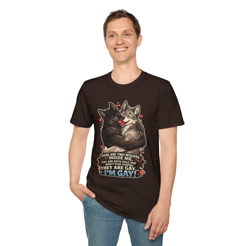 Gay Wolves Graphic T-Shirt - 'There Are Two Wolves' Cute LGBT Pride Tee