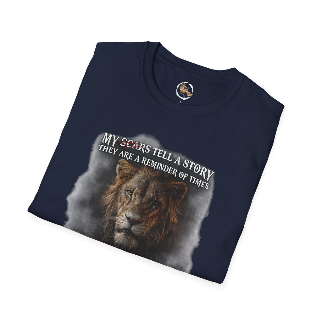 Lion Graphic T‑Shirt — "My Scars Tell A Story" Inspirational Tee