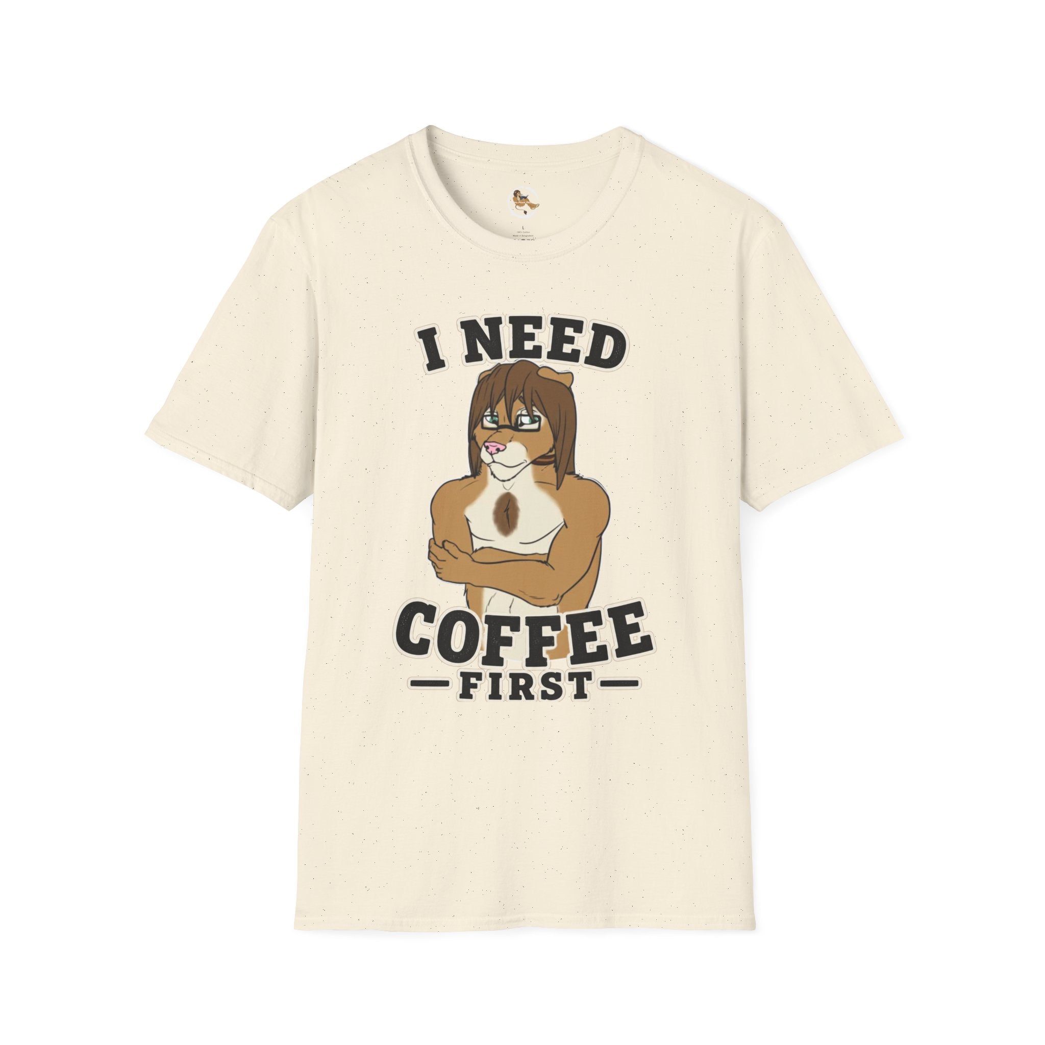 I Need Coffee First Lion Coffee Lover T-Shirt | Funny Furry Graphic