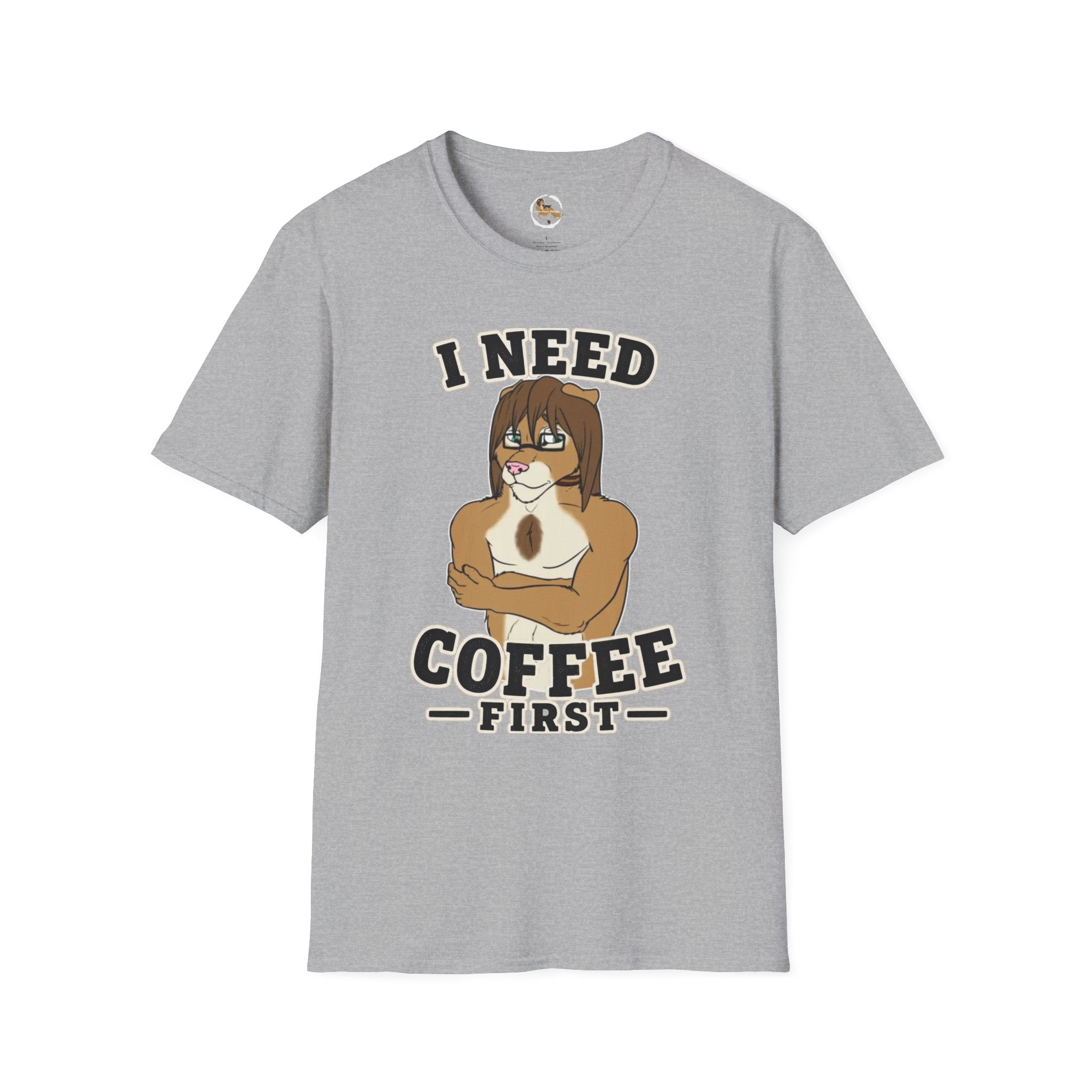 I Need Coffee First Lion Coffee Lover T-Shirt | Funny Furry Graphic