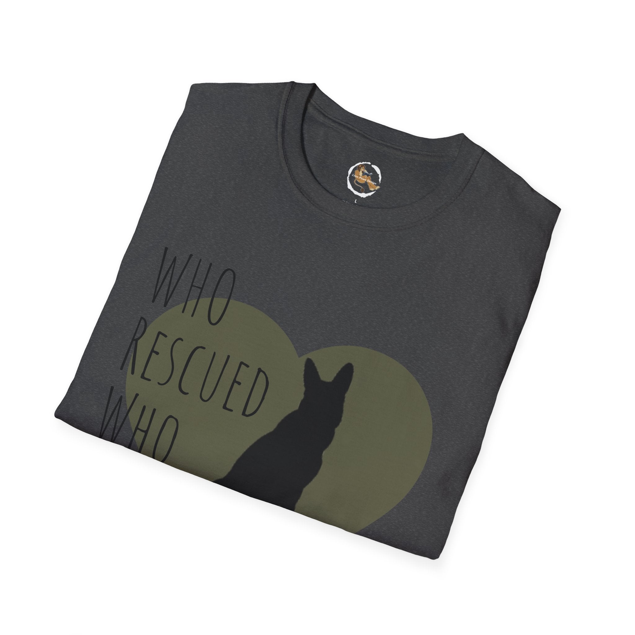 Rescue Dog Heart T-Shirt — "Who Rescued Who" Adoption Tee