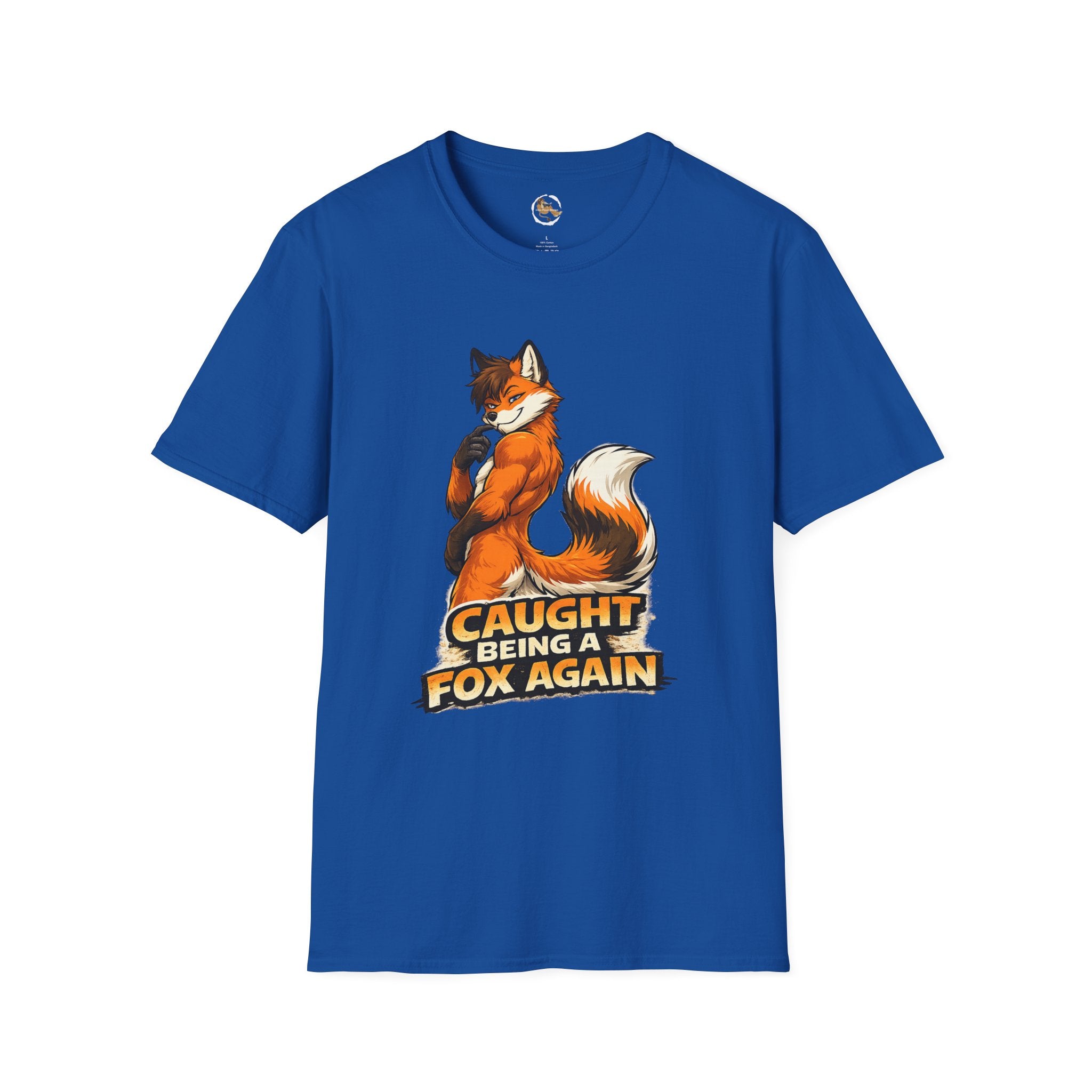 Caught Being a Fox Again T-Shirt | Cute Fox Illustration, Humorous Text