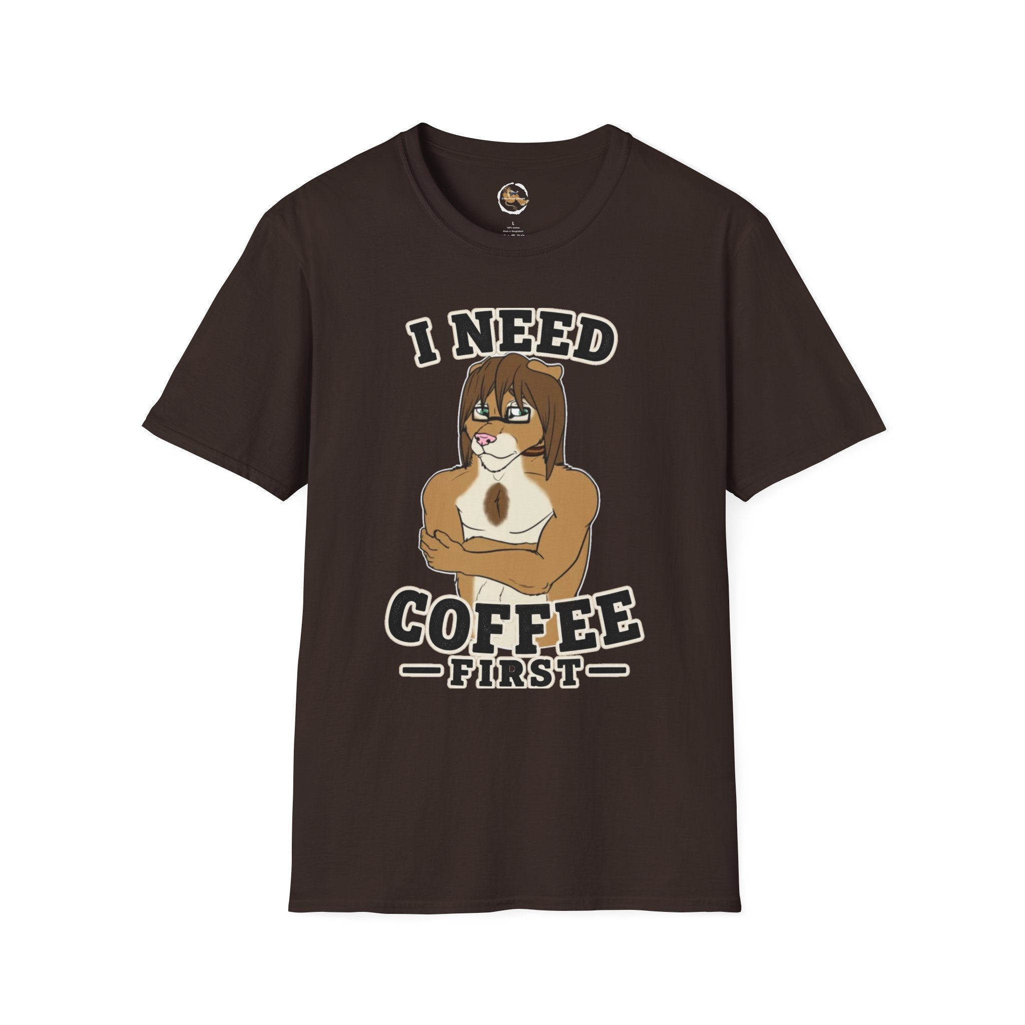 I Need Coffee First Lion Coffee Lover T-Shirt | Funny Furry Graphic