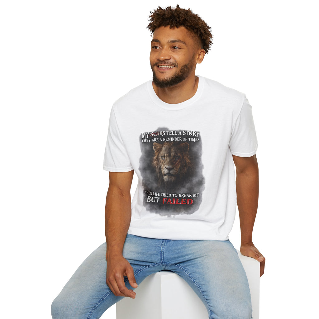 Lion Graphic T‑Shirt — "My Scars Tell A Story" Inspirational Tee