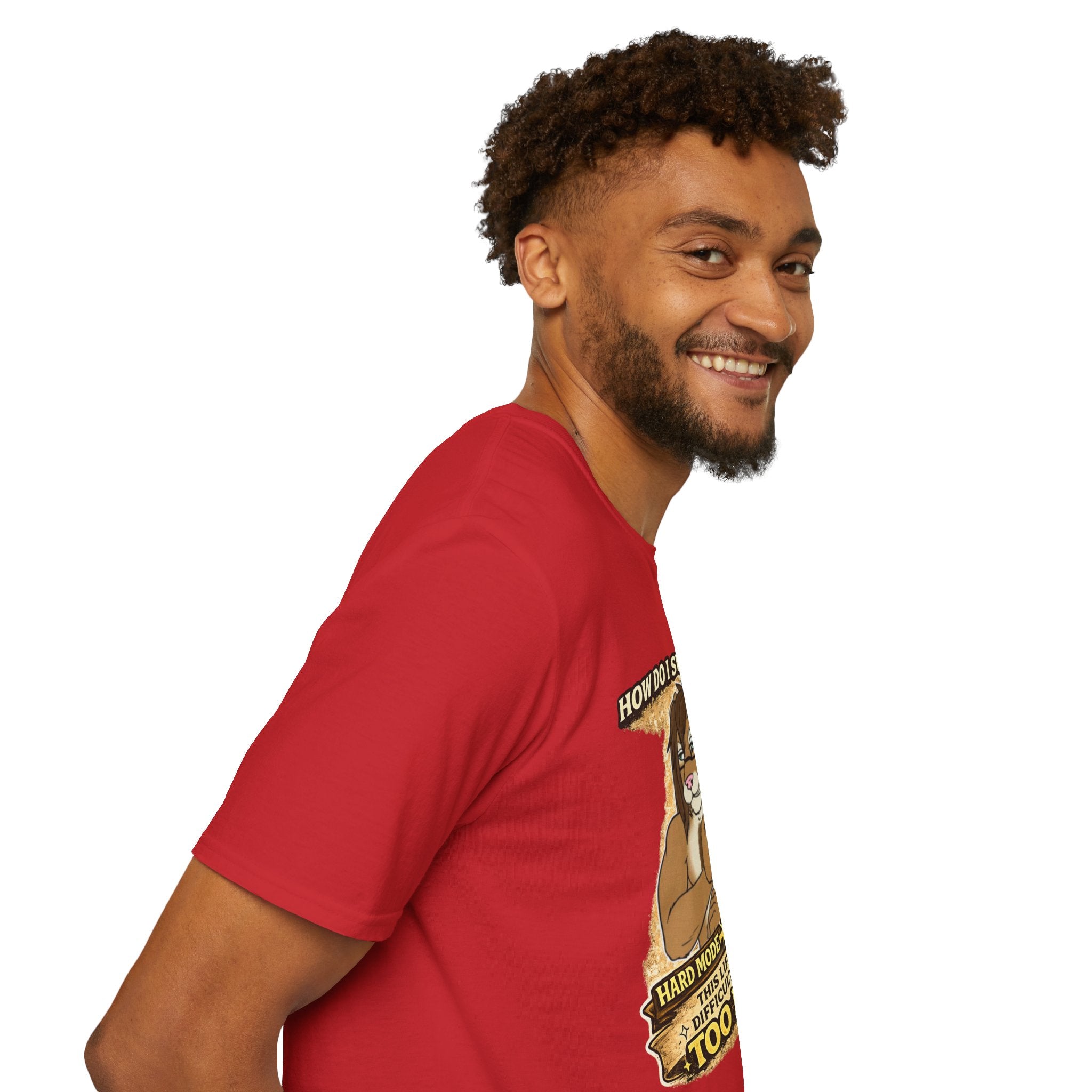 Gamer Lion T-Shirt — "How Do I Switch From Hard Mode" Funny Gaming Tee