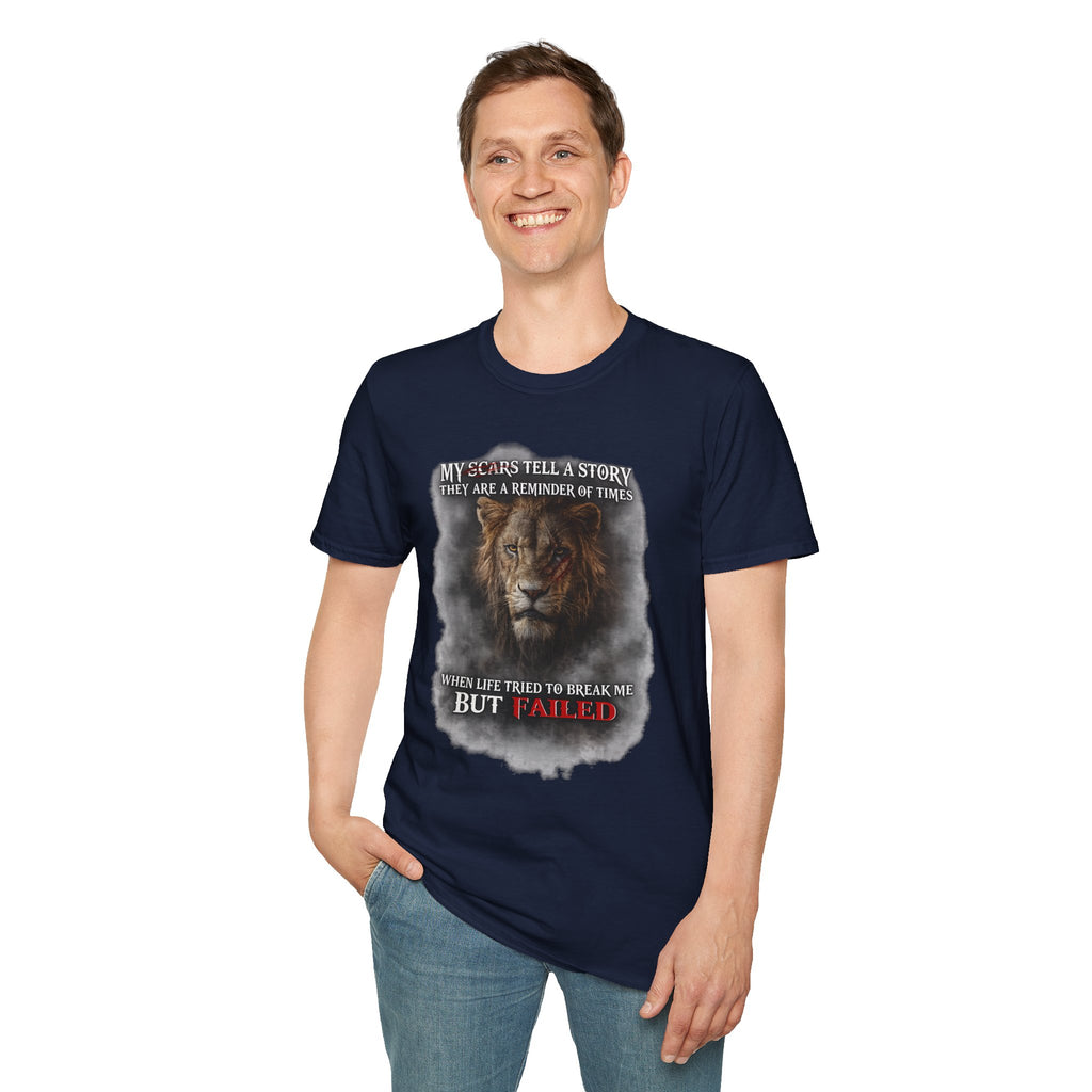 Lion Graphic T‑Shirt — "My Scars Tell A Story" Inspirational Tee