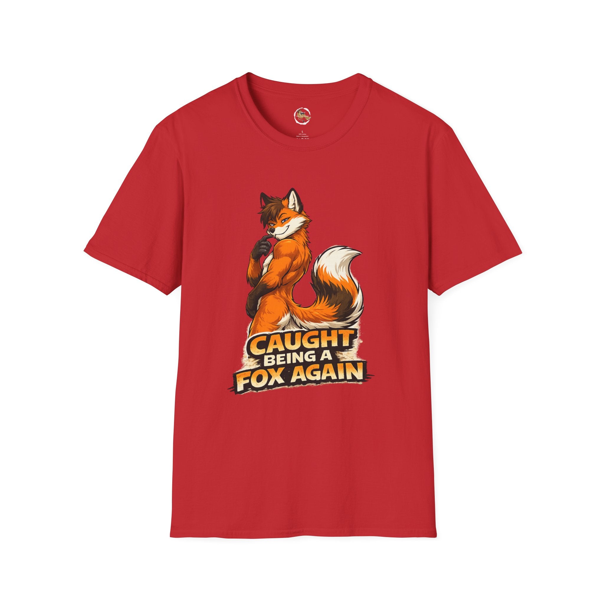 Caught Being a Fox Again T-Shirt | Cute Fox Illustration, Humorous Text