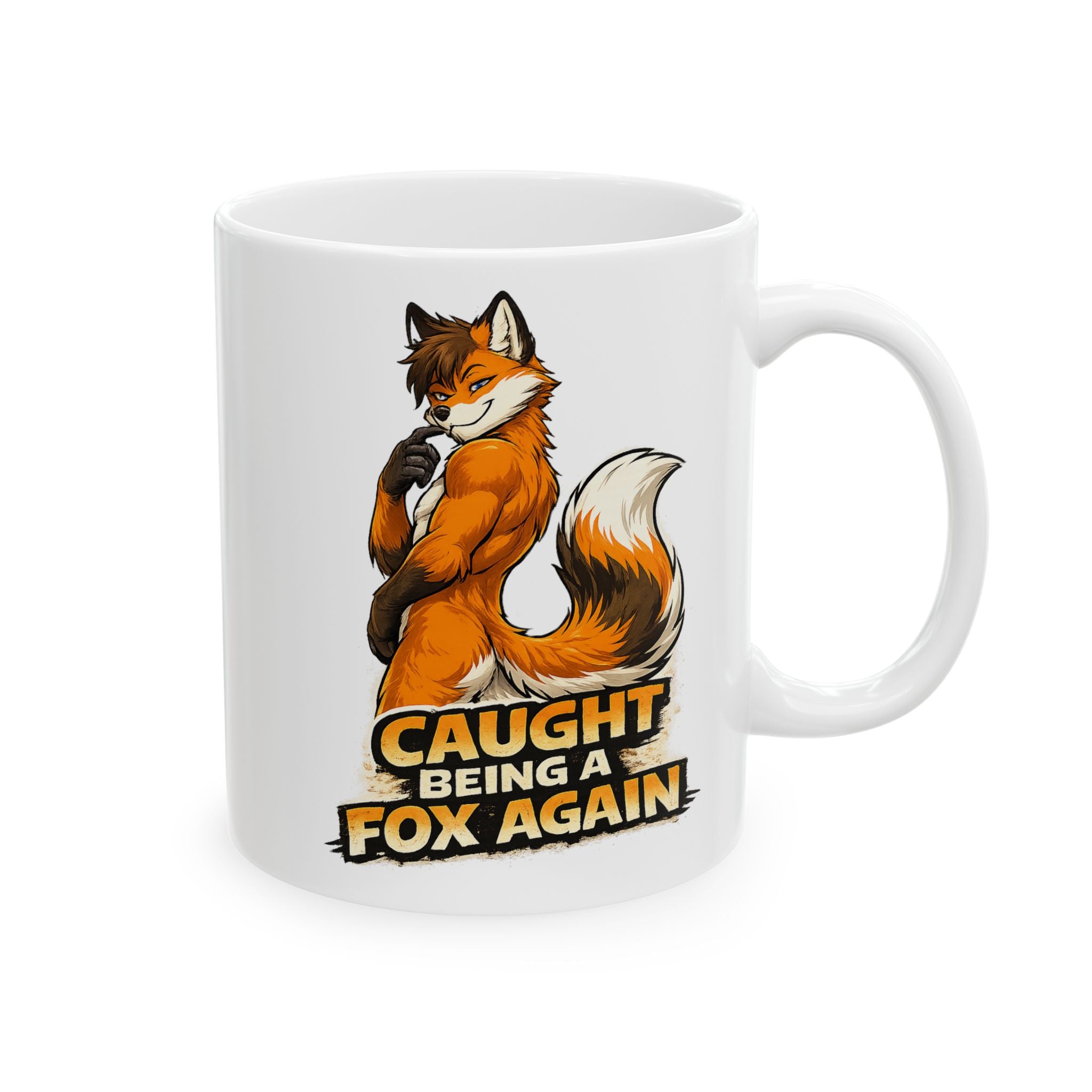 Cute Red Fox Illustration Mug | Cheerful Fox Coffee Cup